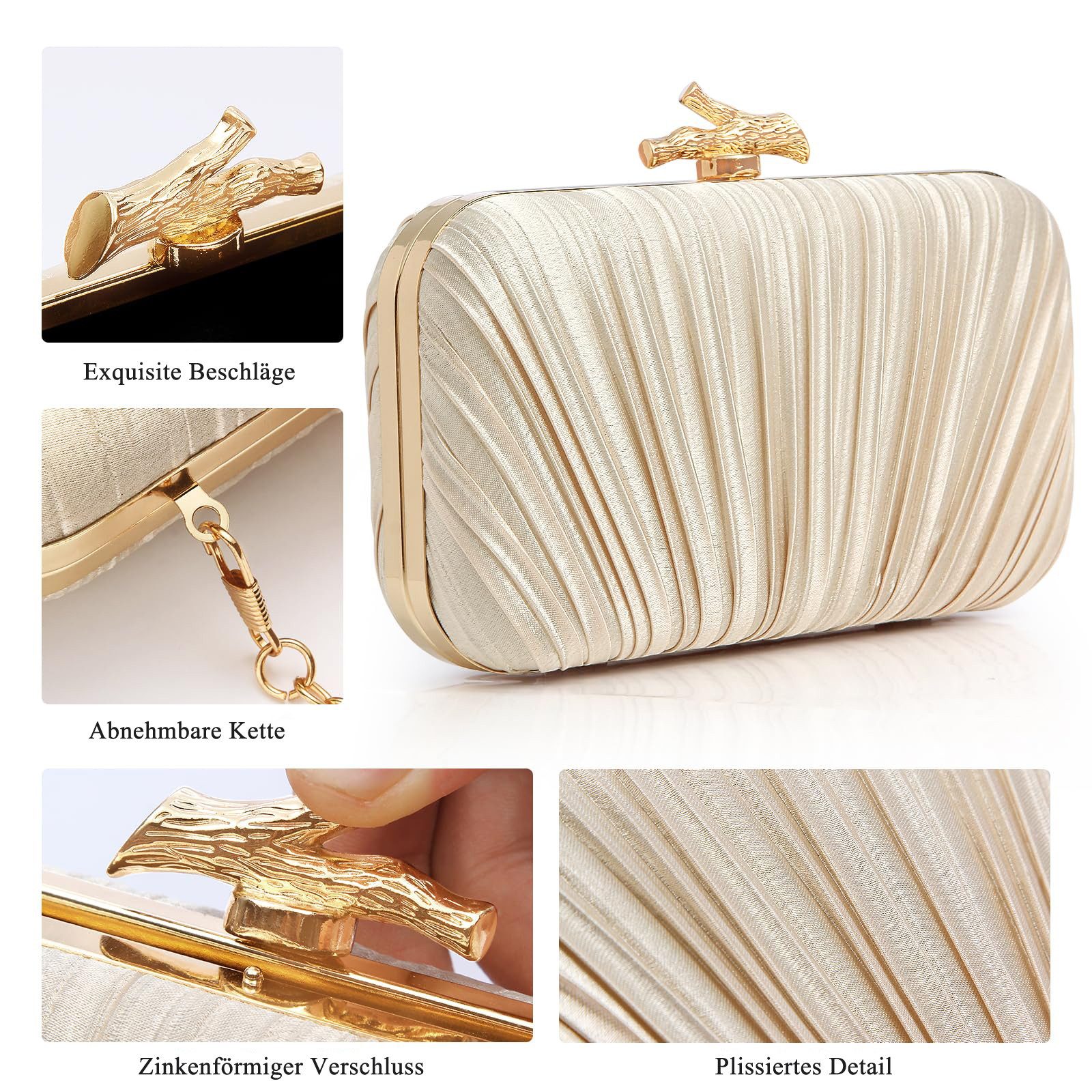 Coonoor Clutch Taschen für Damen, Abendtasche, gefaltete Clutch mit Kette, für Hochzeit und Party