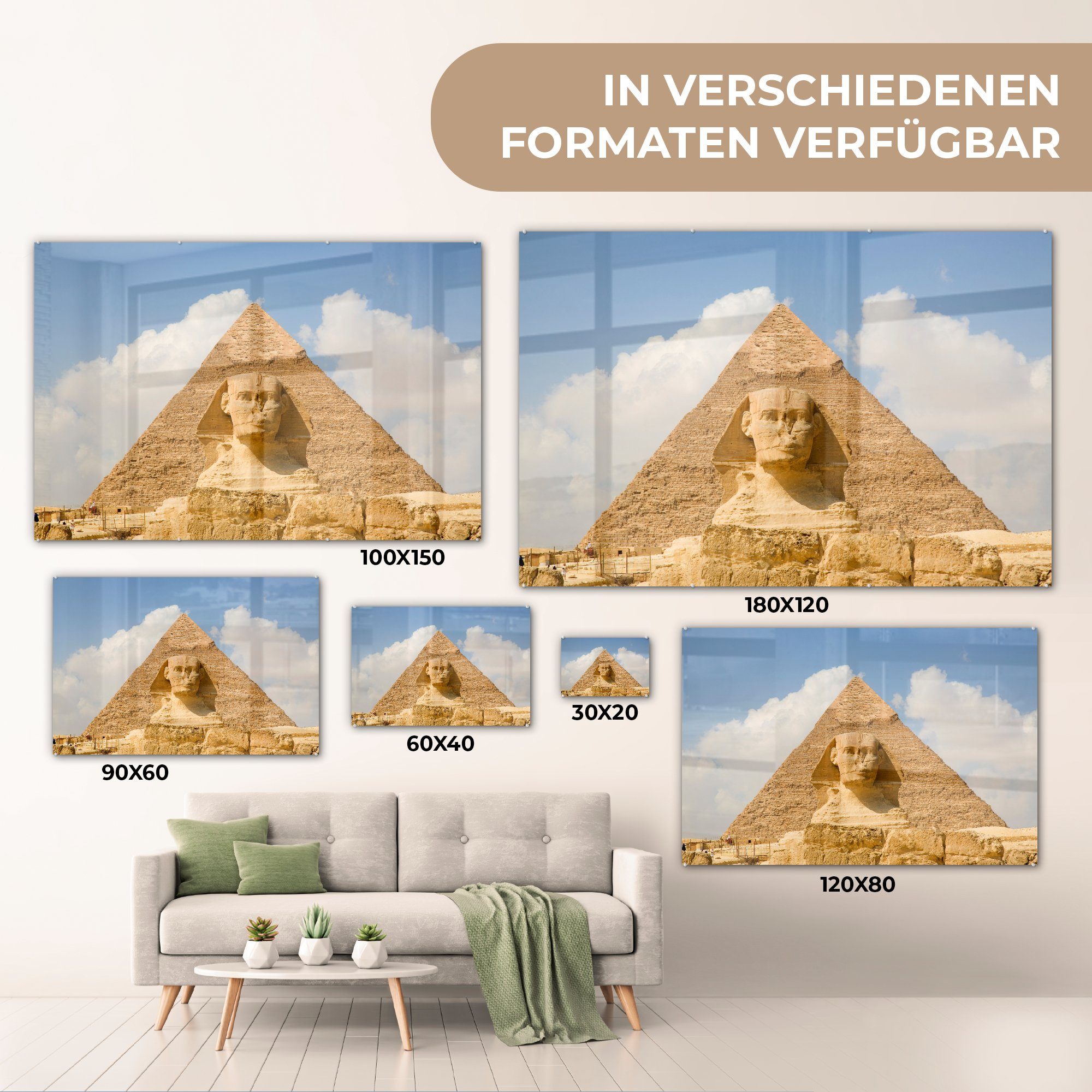 Acrylglasbilder Sphinx Gizeh & bei MuchoWow und St), Tageslicht, (1 von Schlafzimmer Acrylglasbild Pyramide Wohnzimmer