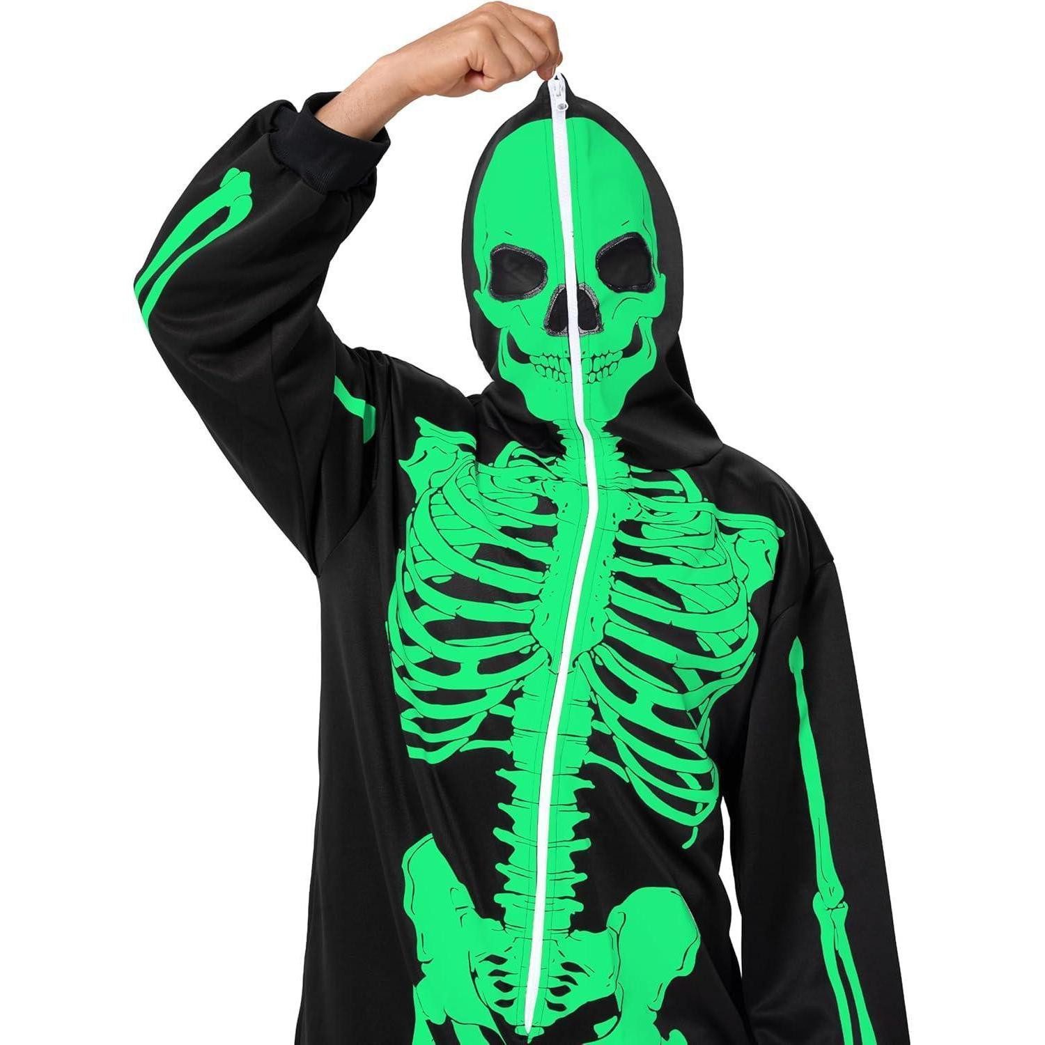 LuxusKollektion Partyanzug Skelett-Overall Herren, Einteiler im Dunkeln leuchtend, Halloween