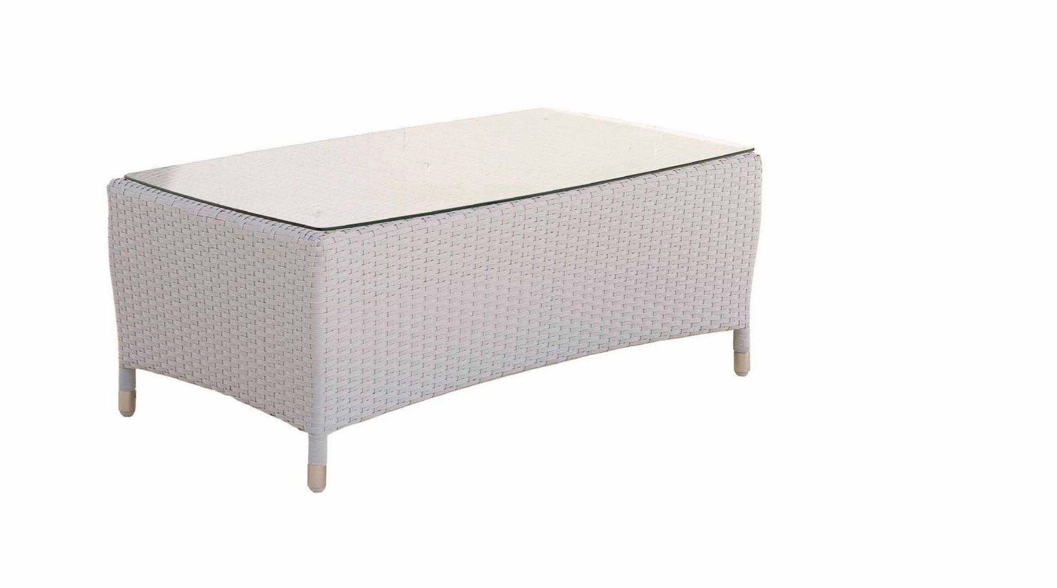 Natur24 Beistelltisch Weiß cm x 60,5 Polyrattan 41 x Aluminium 100 Glas Kloe Couchtisch