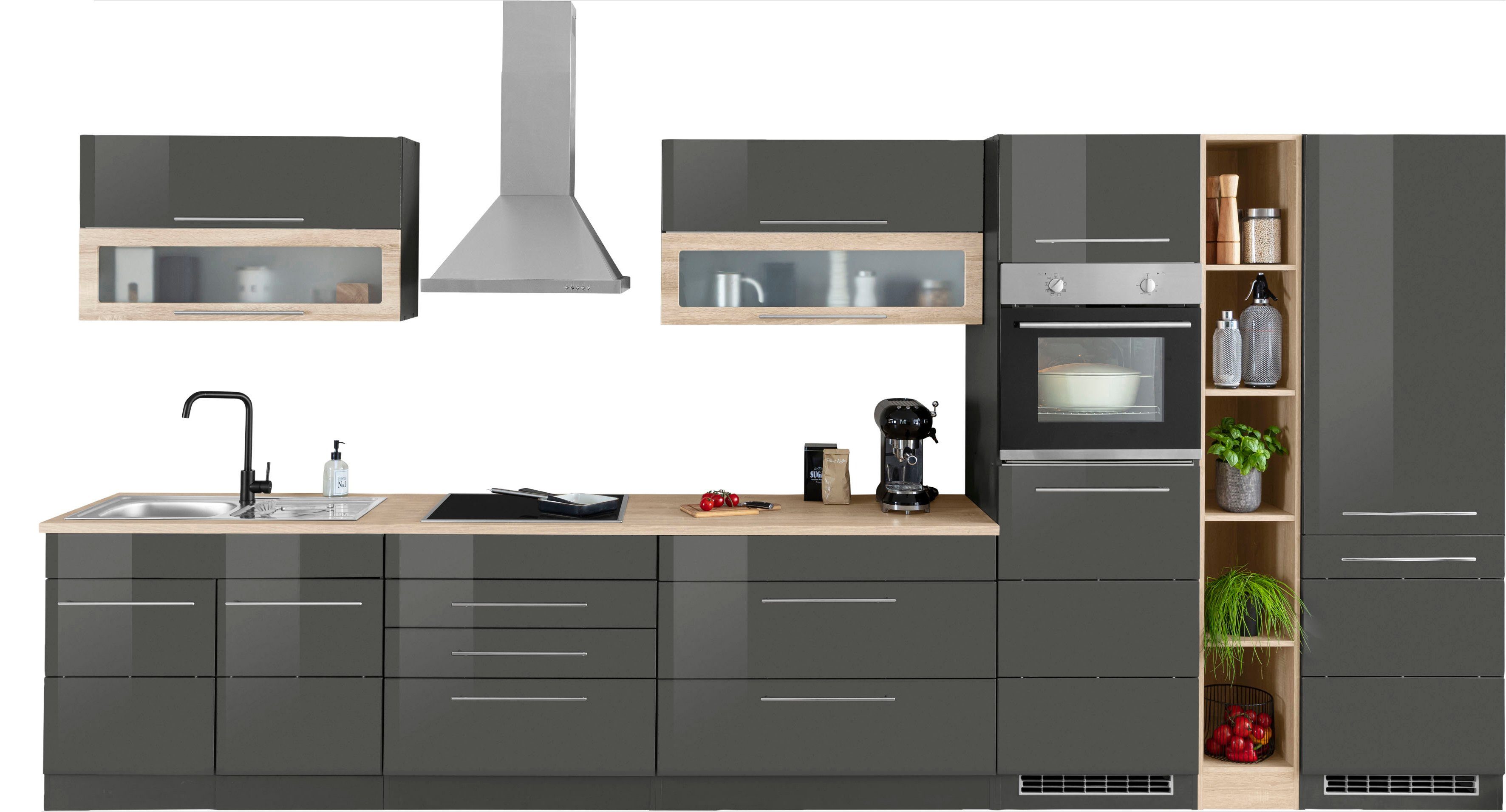 KOCHSTATION Кухниzeile KS-Wien, Breite 430 cm, wahlweise mit E-Geräten und Induktion
