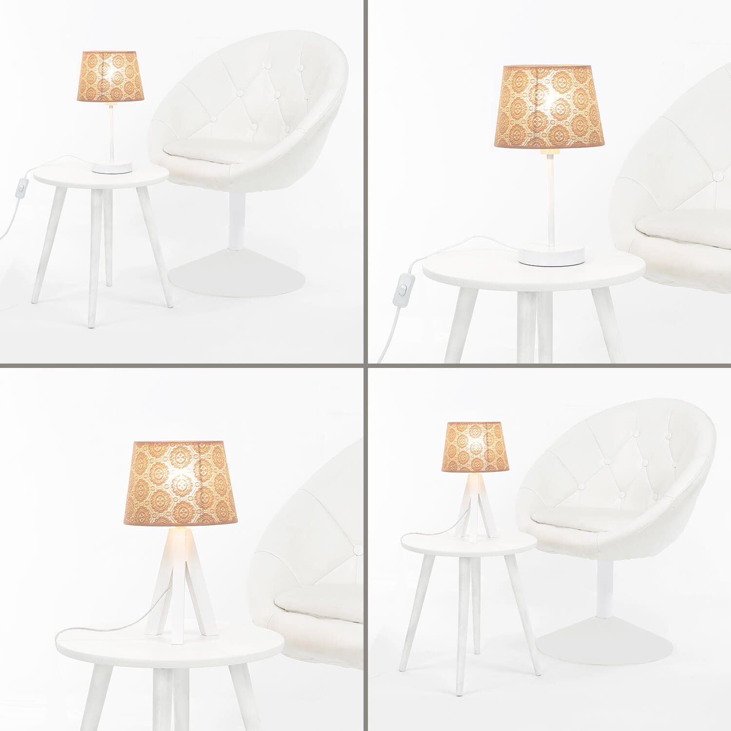 Licht-Erlebnisse Lampenschirm WILLOW, Für Tischlampe E14 Häkel Spitze Ø 19,5 cm konisch Braun