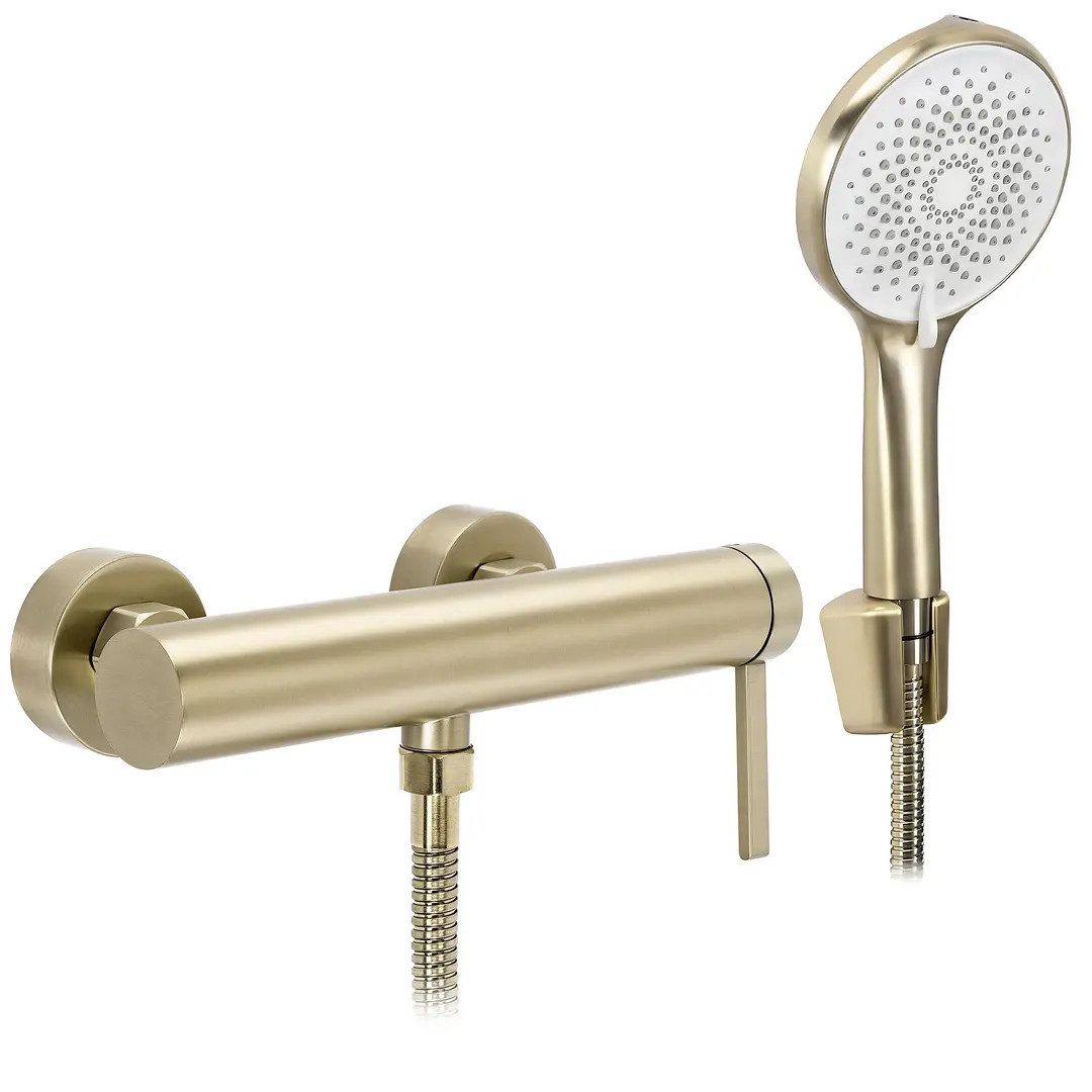 wohnwerk.idee Duscharmatur Duscharmatur Dusche Wasserhahn Handbrause, Titan Gold Chrom Kupfer