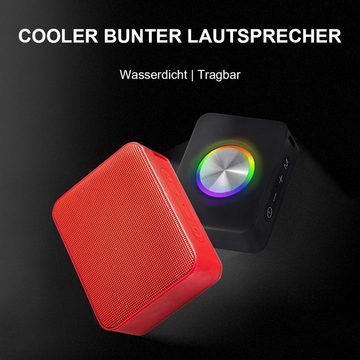 yozhiqu Tragbare Bluetooth-Mini-Stereoanlage,drahtloser Bluetooth-Lautsprecher Bluetooth-Lautsprecher (Tragbares, wasserdichtes, farbenfrohes LED-Licht für den Außenbereich)