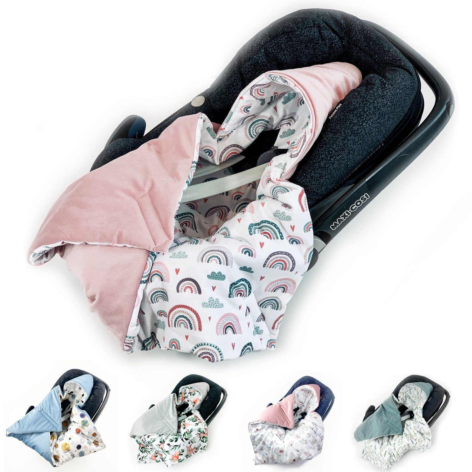 Einschlagdecke Babyschale Autositz mit Klettverschluss,Wattiert mit Füllung,Universal