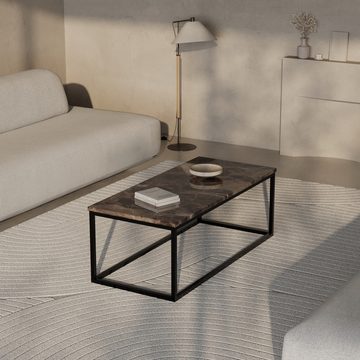 MAGNA Atelier Couchtisch GÖTEBORG mit Marmor Tischplatte, Wohnzimmertisch, Coffee Table Naturstein, Metallgestell, 110x50x40cm