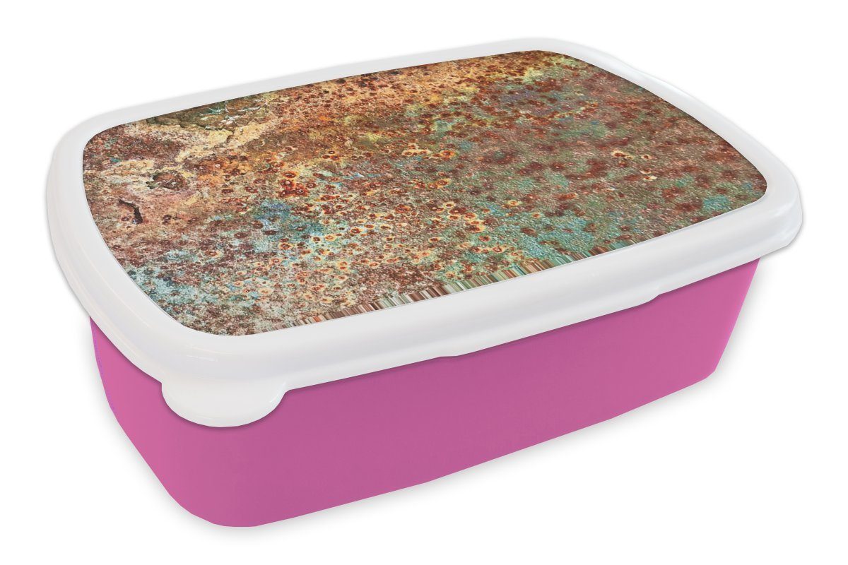 rosa Kunststoff Blau Snackbox, Brotbox Stahl Kunststoff, Erwachsene, Mädchen, für - Braun, Lunchbox - Kinder, MuchoWow (2-tlg), Rost - Brotdose
