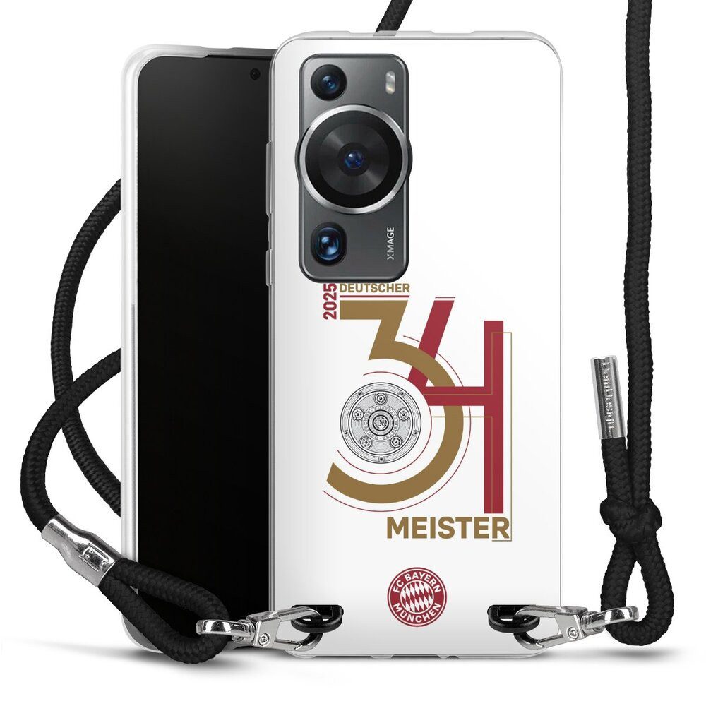 DeinDesign Handyhülle FC Bayern München Meister Offizielles Lizenzprodukt, Huawei P60 Pro Handykette Hülle mit Band Case zum Umhängen