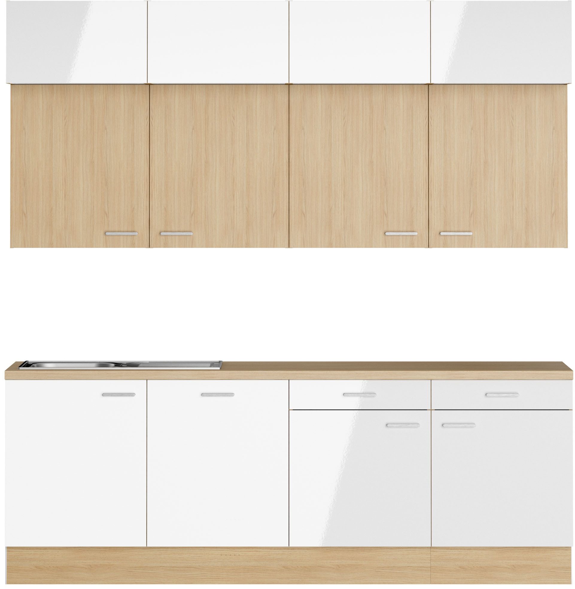KOCHSTATION Küchenzeile KS-Lucy, Breite 240 cm, Soft-Close, inkl. Zubehör, wahlweise mit Geschirrspüler