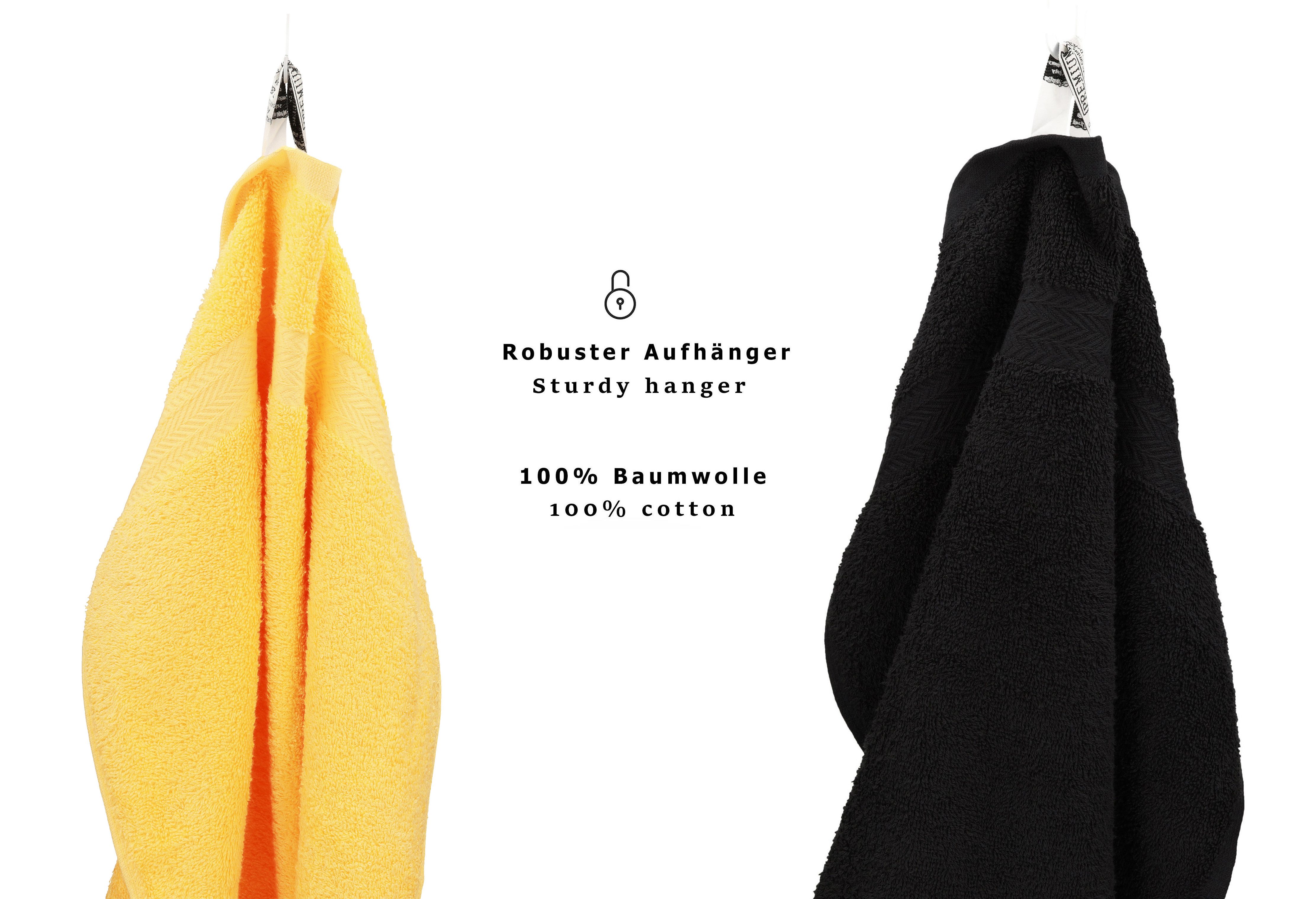 Betz Gästehandtücher 10 Stück Gästetuch-Set Premium 30x50 cm Farbe gelb und schwarz, 100% Baumwolle (Set, 10-St)