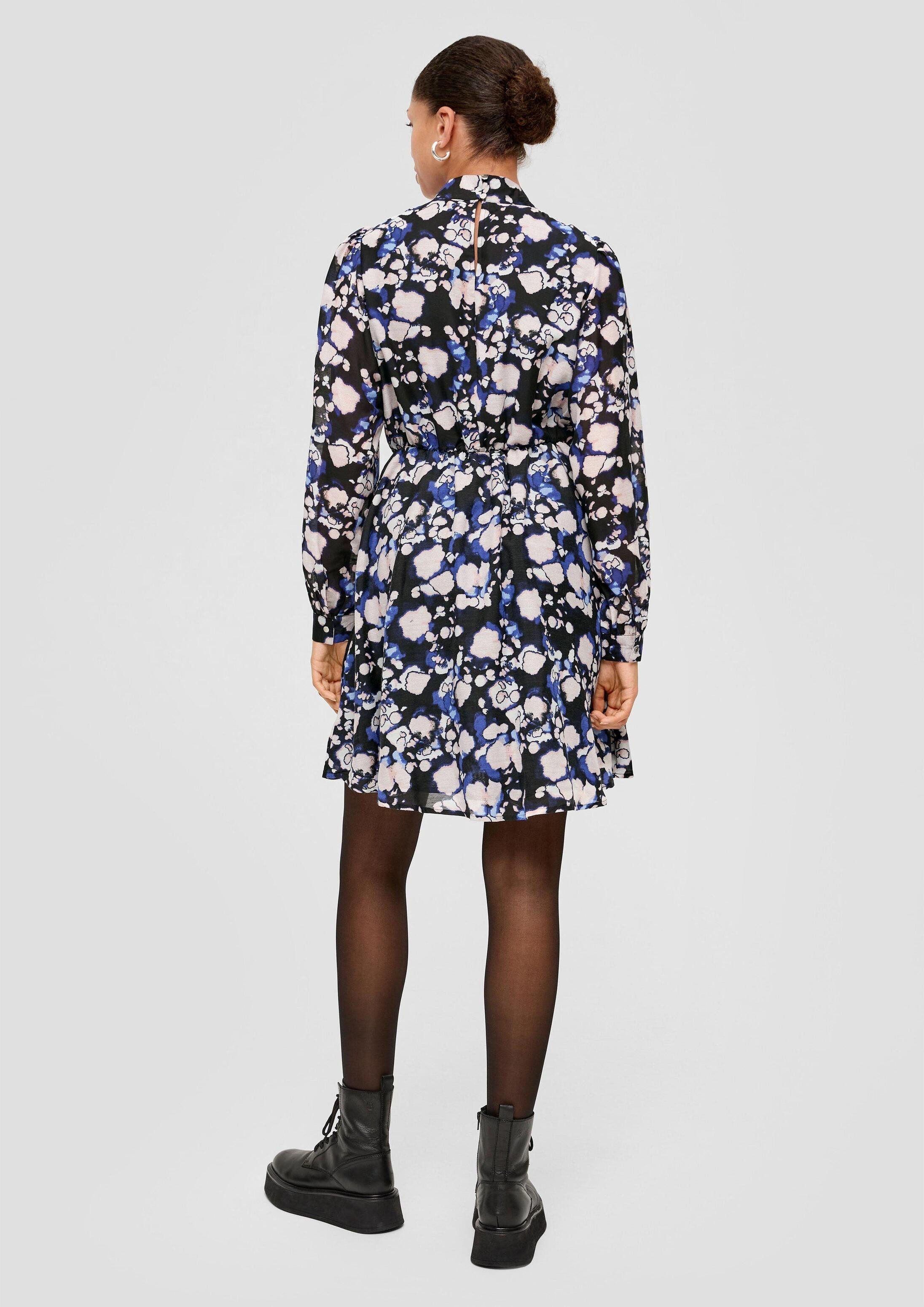 QS Minikleid Kleid Semitransparentes Kleid mit Raffung