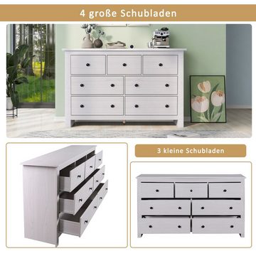 PFCTART Sideboard Küchenschrank, Aufbewahrungsschrank mit 7 Schubladen, 140*40*89cm