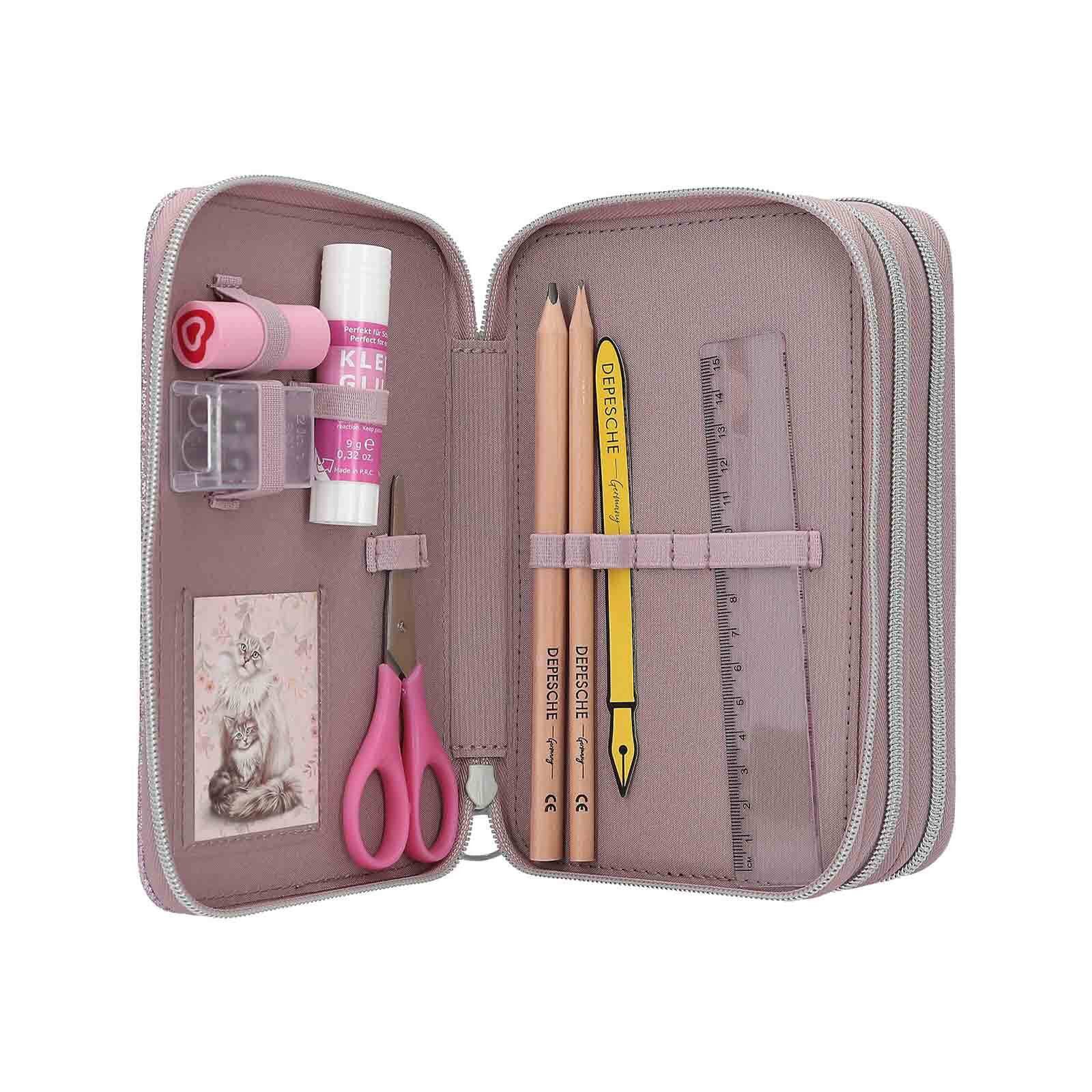 Depesche Kinderrucksack TOPModel Schul-Set BLOOMING KITTY 2er Set (1x Schulrucksack, 1x Federmäppchen, 2-tlg)