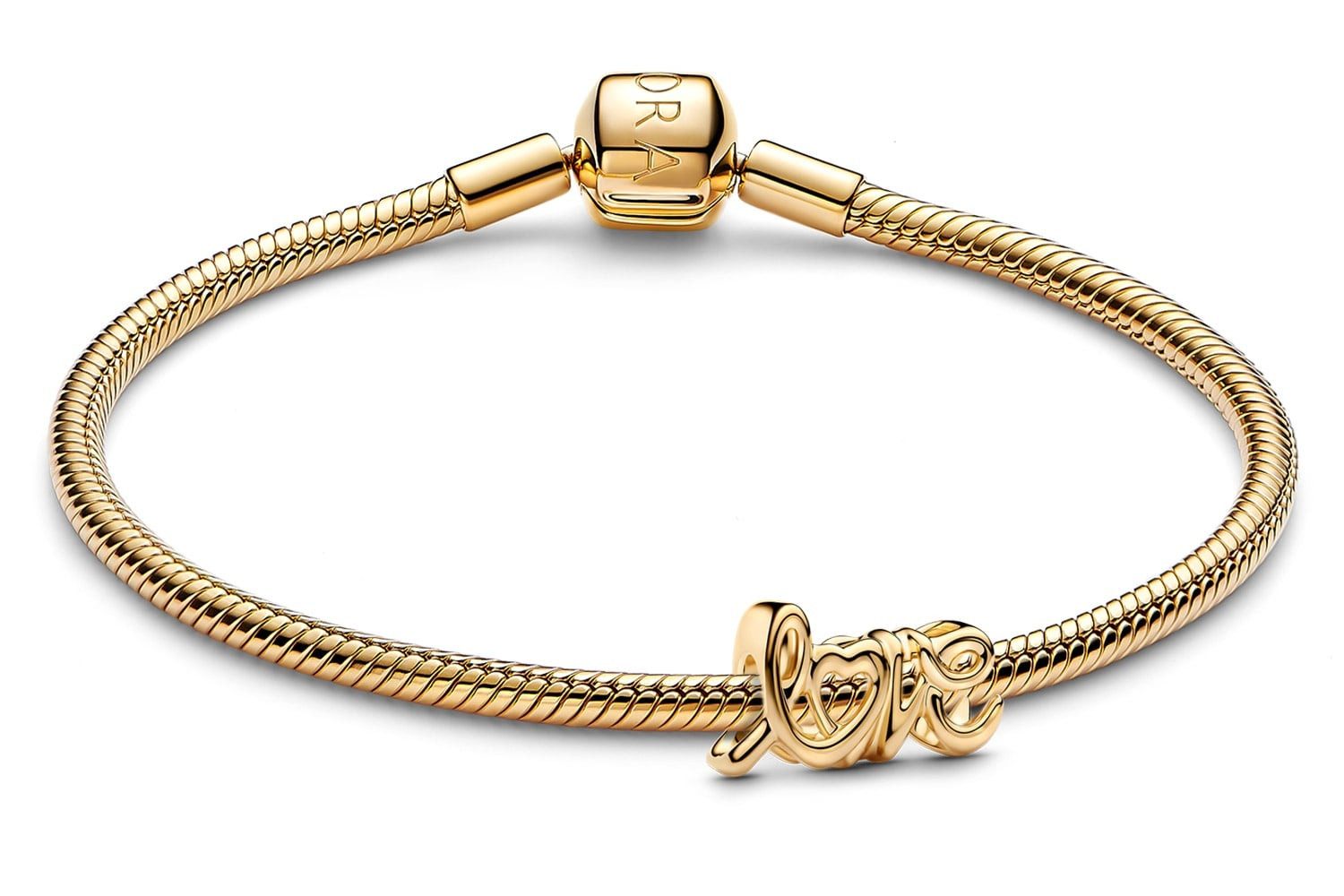 Pandora Charm-Armband Geschenkset Damen-Handgeschriebene Liebe Goldfarben