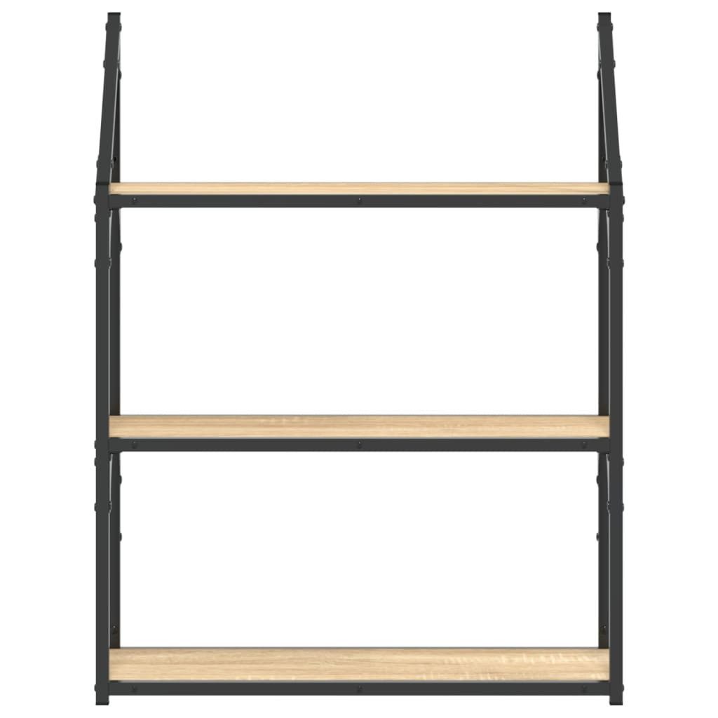 vidaXL Regal Wandregal 3 Fächer Sonoma-Eiche 60x21x78,5 cm Holzwerkstoff, 1-tlg. – Bild 4 von 5
