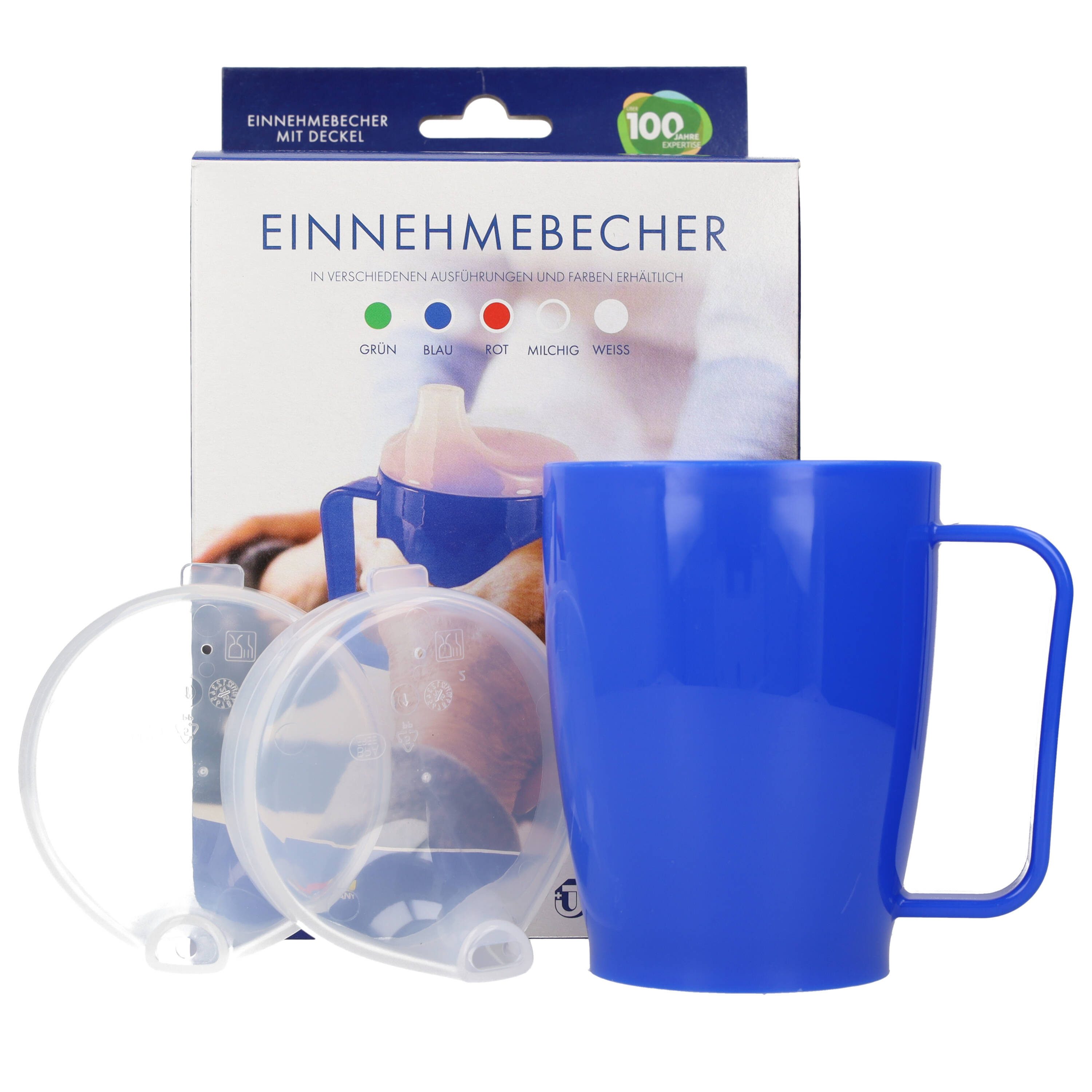 Dr. Junghans Medical GmbH Schnabelbecher Dr.Junghans Schnabelbecher 1 Griff, 2 Deckel, blau, Polypropylen, 2 Deckel mit 4mm / 12mm Öffnungen