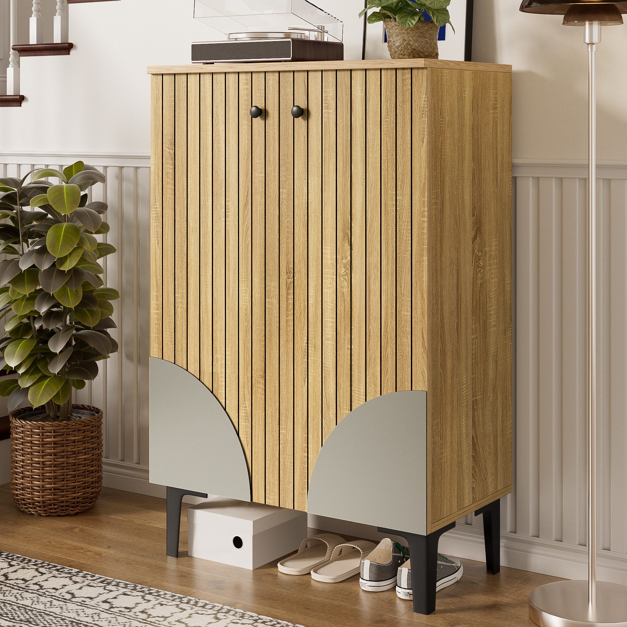 Merax Schuhschrank mit Holzoptik (Sideboard Schuhkommode ideal für Flur & k günstig online kaufen