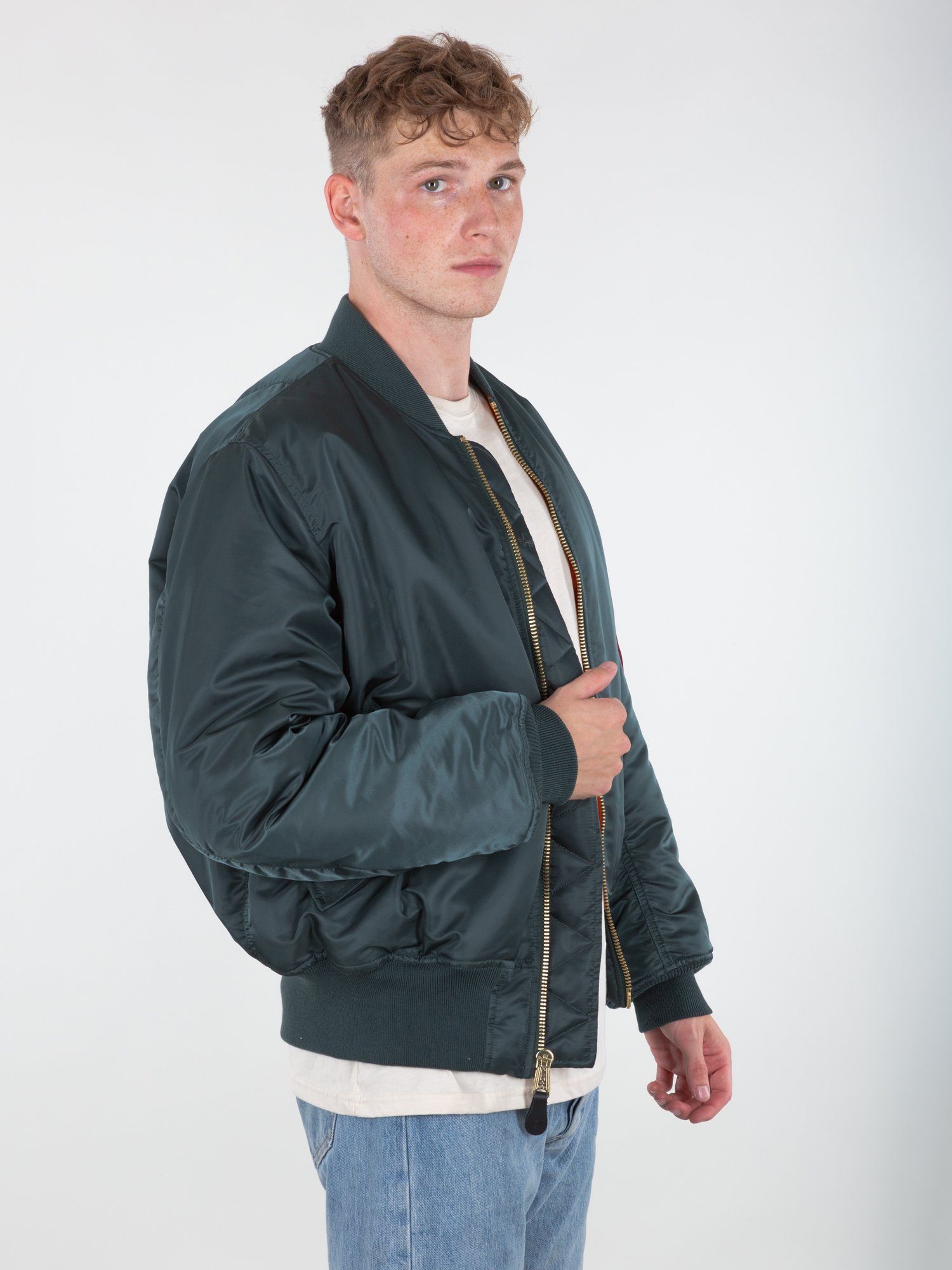 (HERITAGE) - Men Bomber navy Jackets Flight Industries MA-1 Industries & Alpha green Alpha Bomberjacke