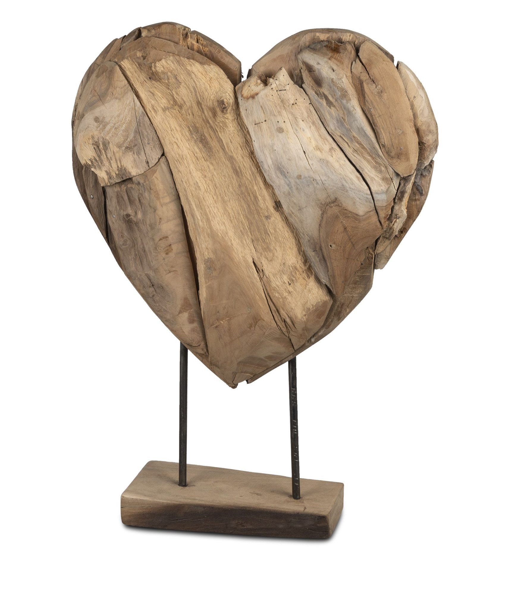 formano Dekoobjekt Herz Teakholz 619440 – Standdeko aus Naturholz, 60 cm