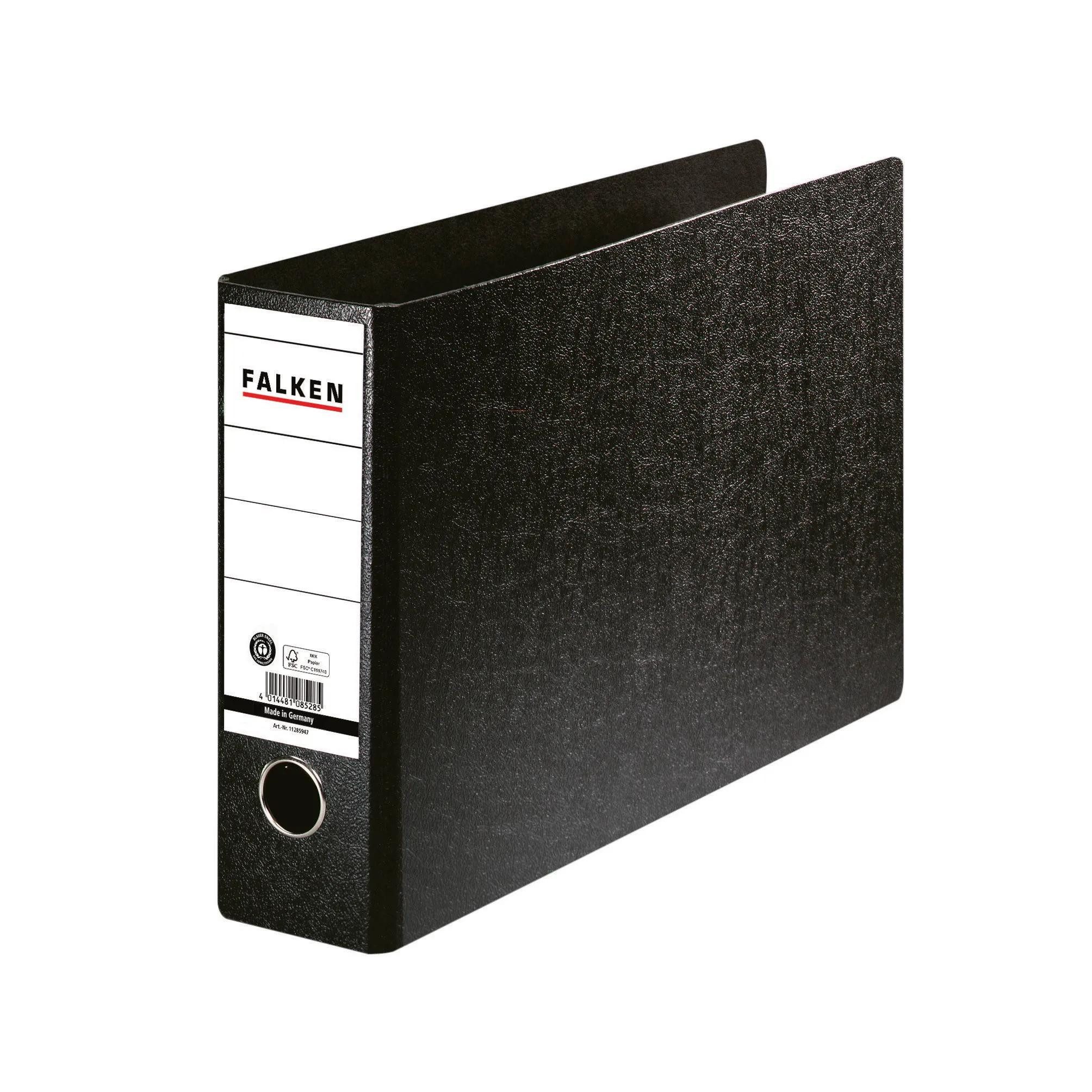 Falken Aktenordner 12x Ordner A4 quer Hartpappe, Rücken 80mm - Schwarz - 11285947F