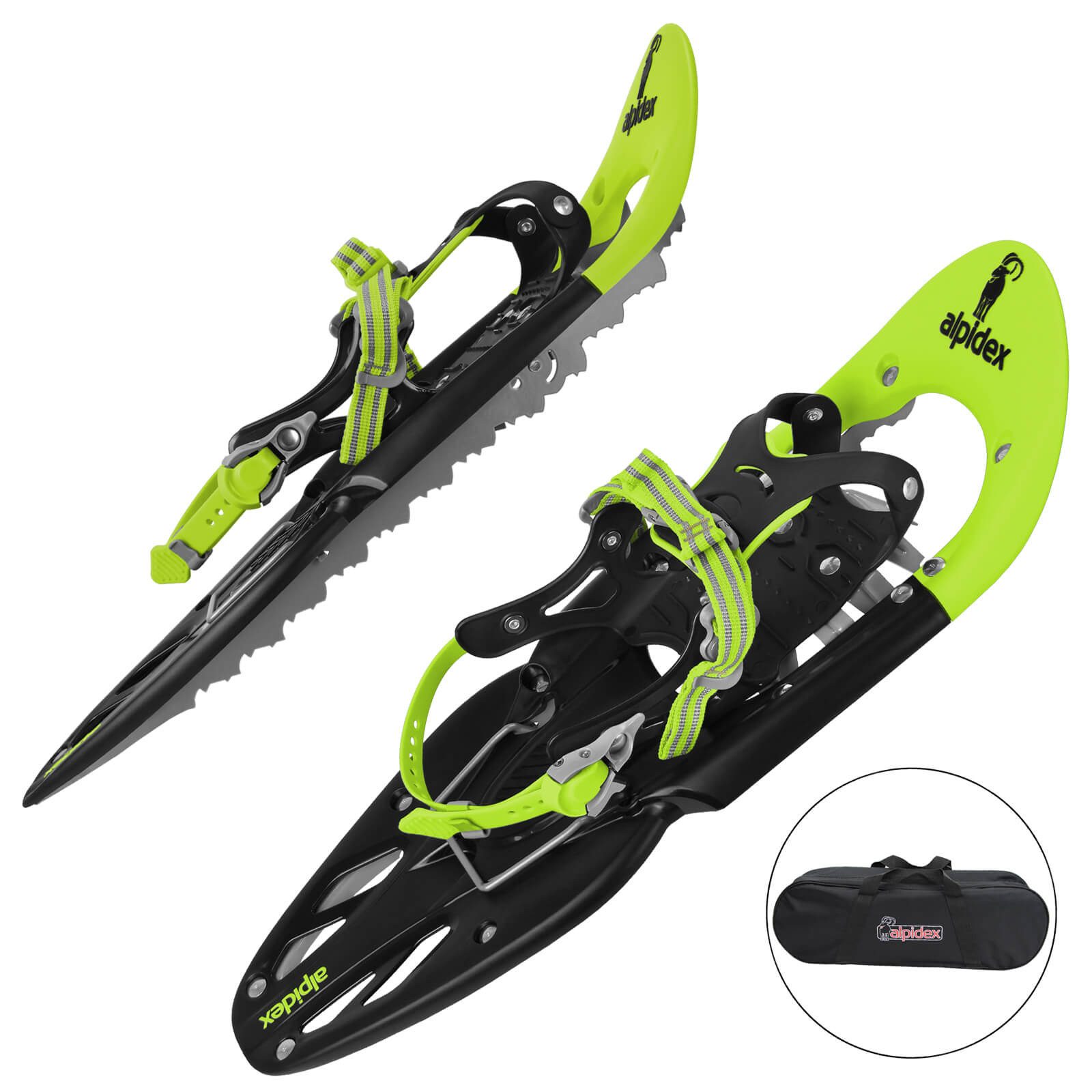 ALPIDEX Schneeschuhe Schneeschuhe inklusive Tragetasche - wahlweise mit oder ohne Stöcke