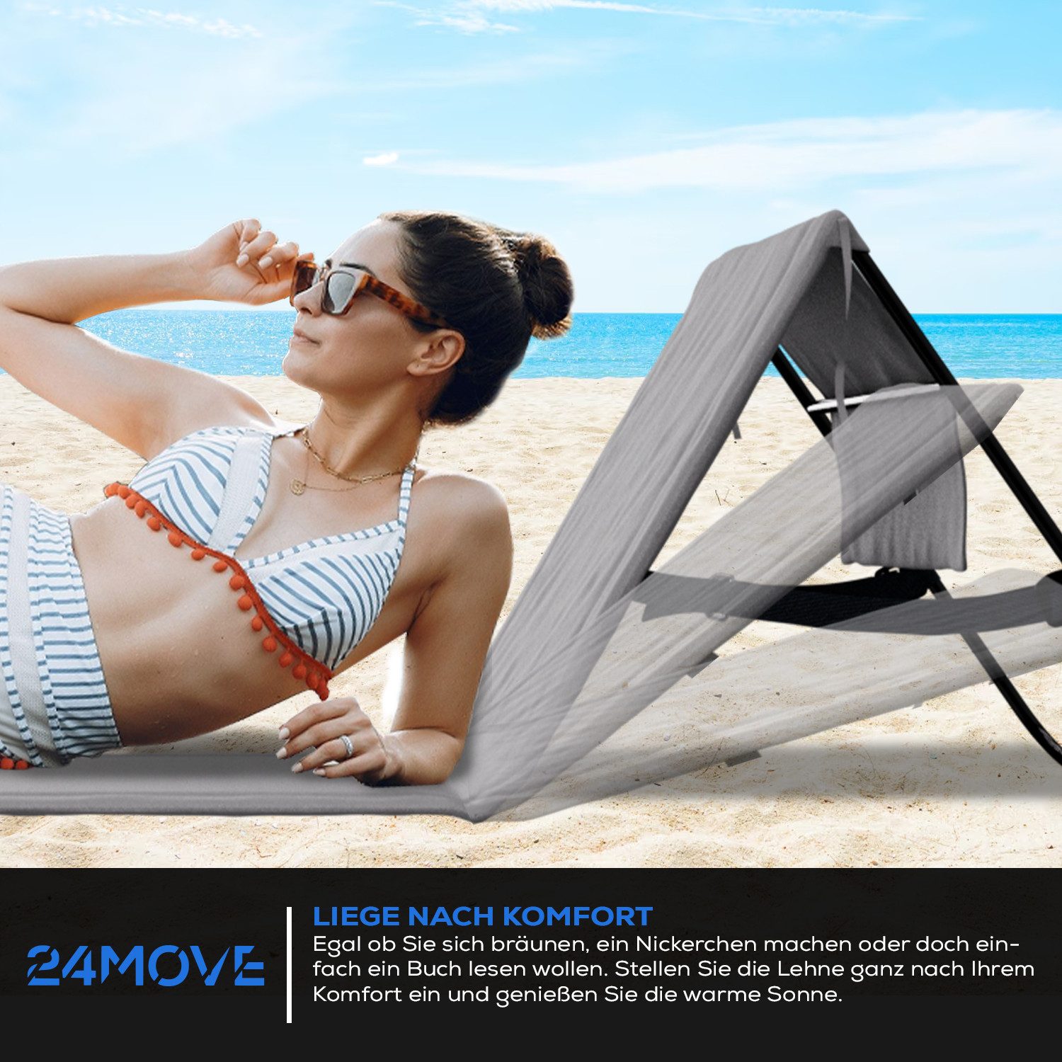 24Move Strandtuch, Strandmatte, Klappbare Campingliege, Tragetasche, günstig online kaufen