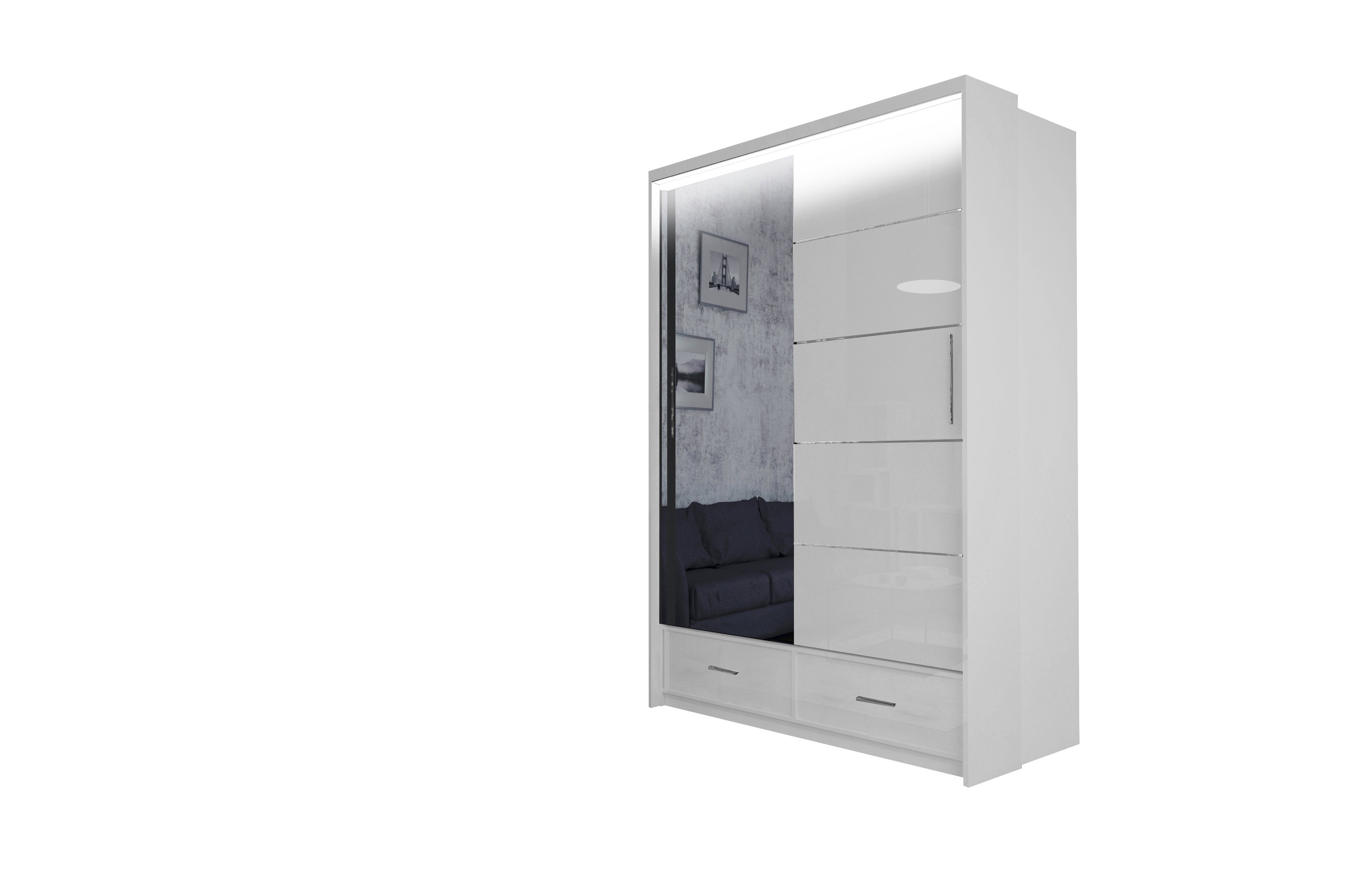 MOEBLO Kleiderschrank Cylia (Schwebetüren, grau/schwarz/weiß Schwebetürensc günstig online kaufen