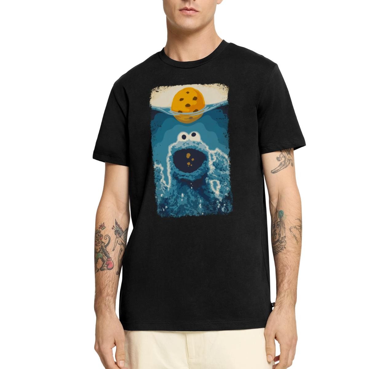 Spreadshirt T-Shirt Sesamstraße Krümelmonster Hai Männer Premium T-Shirt (1-tlg)
