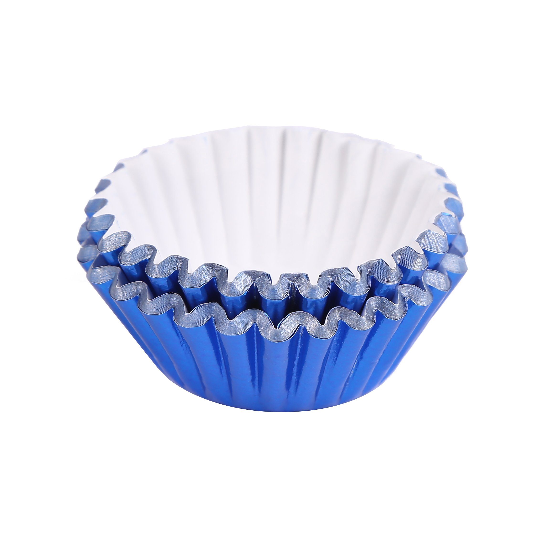 Miss Bakery's House Muffinform Mini Muffinförmchen folienbeschichtet, (Blau 120-tlg), kleine Metallic-Papierbackförmchen für Mini-Cupcakes und Minimuffins