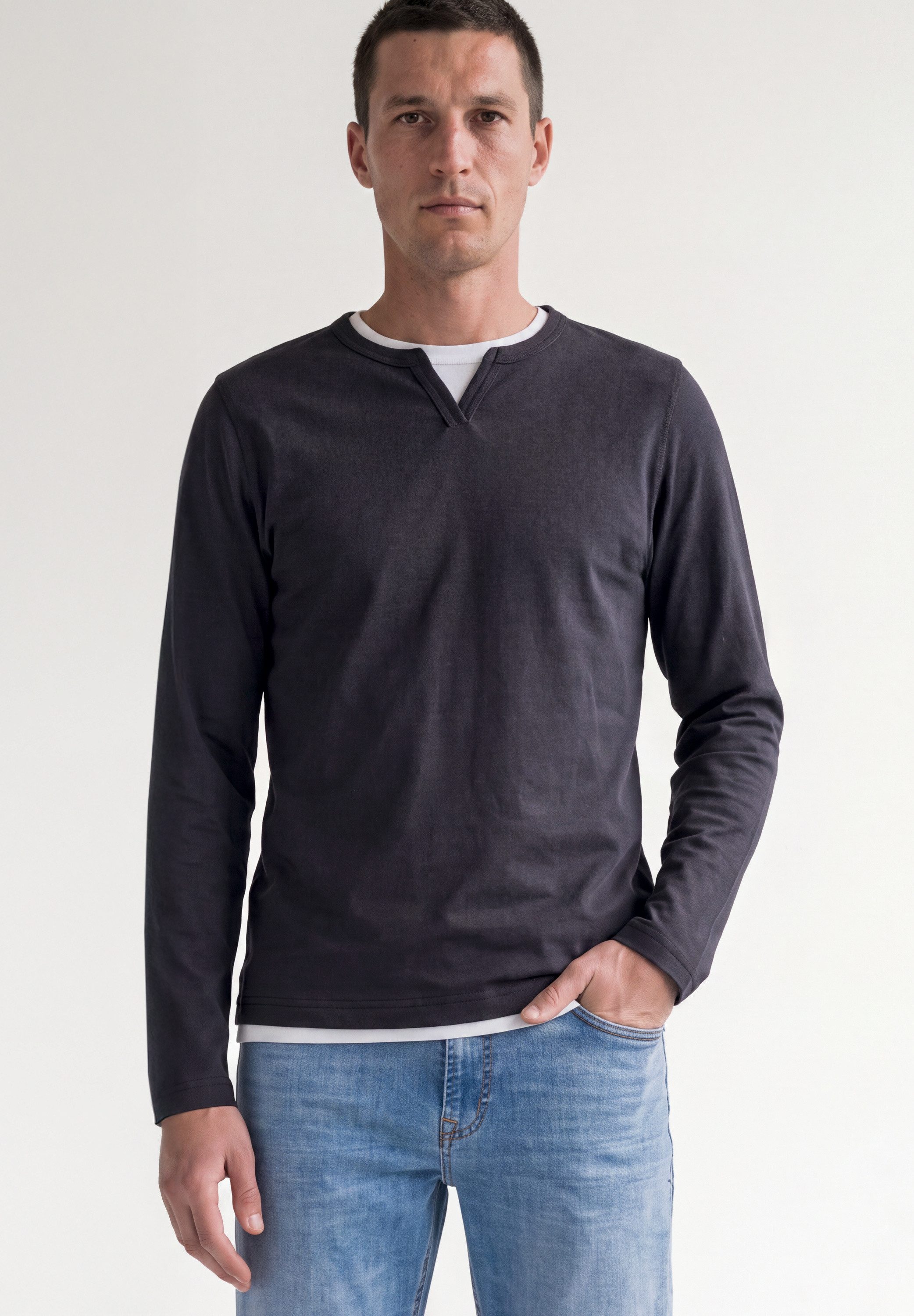 STREET ONE MEN Langarmshirt aus reiner Baumwolle