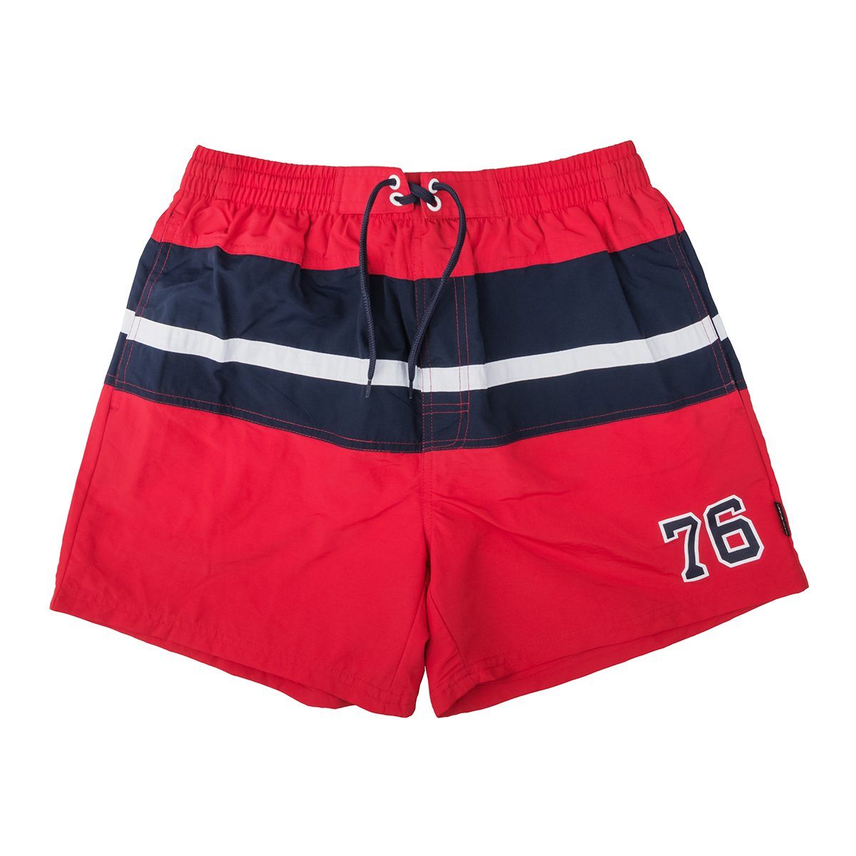 Badeshorts XXL Badeshort Herren Elemar rot-marine-weiß