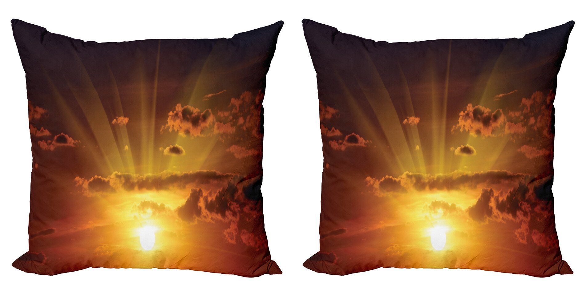 Kissenbezüge Modern Accent Doppelseitiger Digitaldruck, Abakuhaus (2 Stück), Natur Brennen Sonnenuntergang