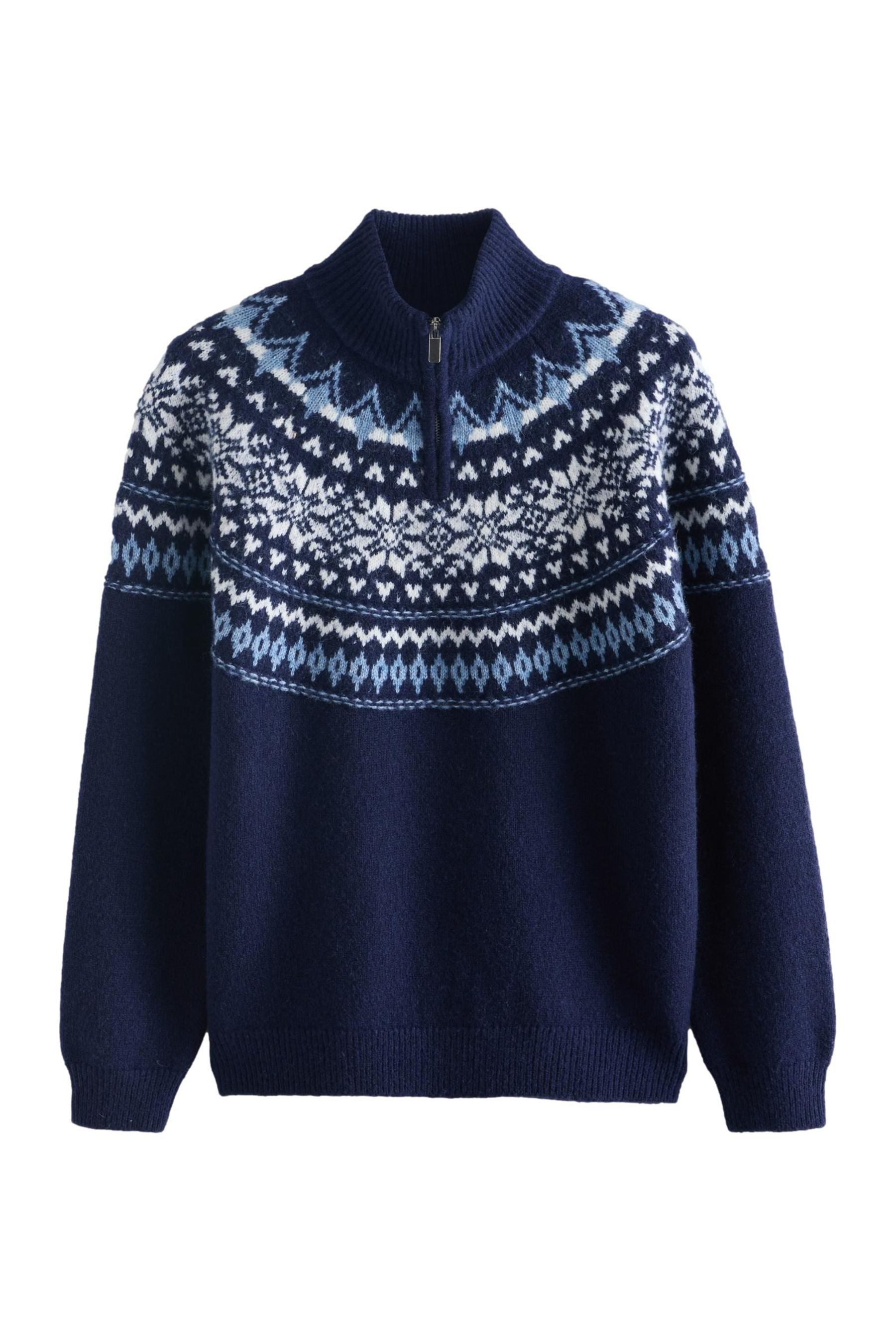 Next Norwegerpullover Regular Fit Troyer mit Fairisle-Muster und Wolle (1-t günstig online kaufen