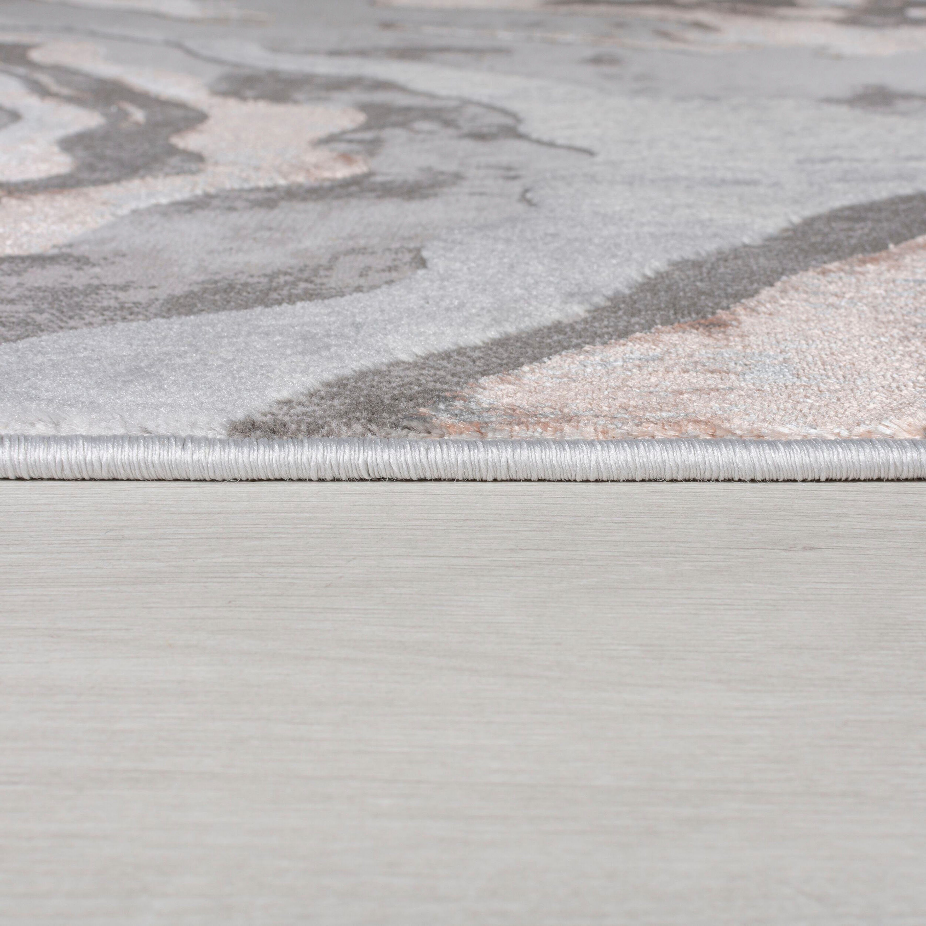 Teppich Marbled, FLAIR RUGS, 12 Glanz, Marmor-Design dezenter modernes Höhe: mehrfarbig, mm, rosé rechteckig