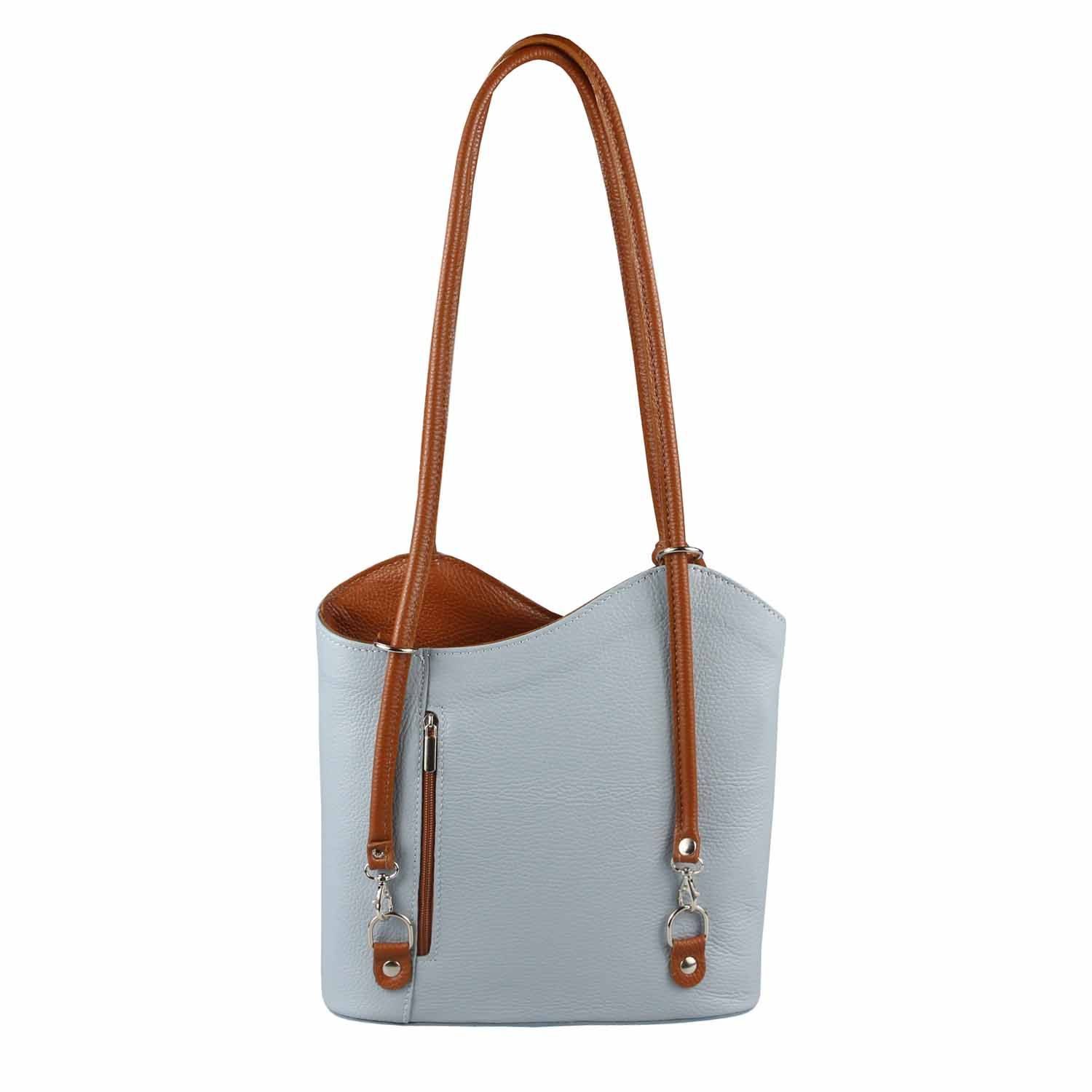 ITALYSHOP24 Rucksack Made in Italy Damen Leder Tasche BackPack Schultertasche Daypack Reise, Leder Rucksack Handtasche Cityrucksack Stadtrucksack Ledertasche
