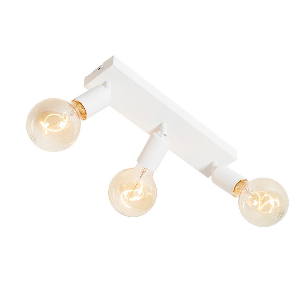 Qazqa LED Aufbaustrahler Facil, ohne Leuchtmittel, E27, Weiß, Modern, Stahl, 3-flammig