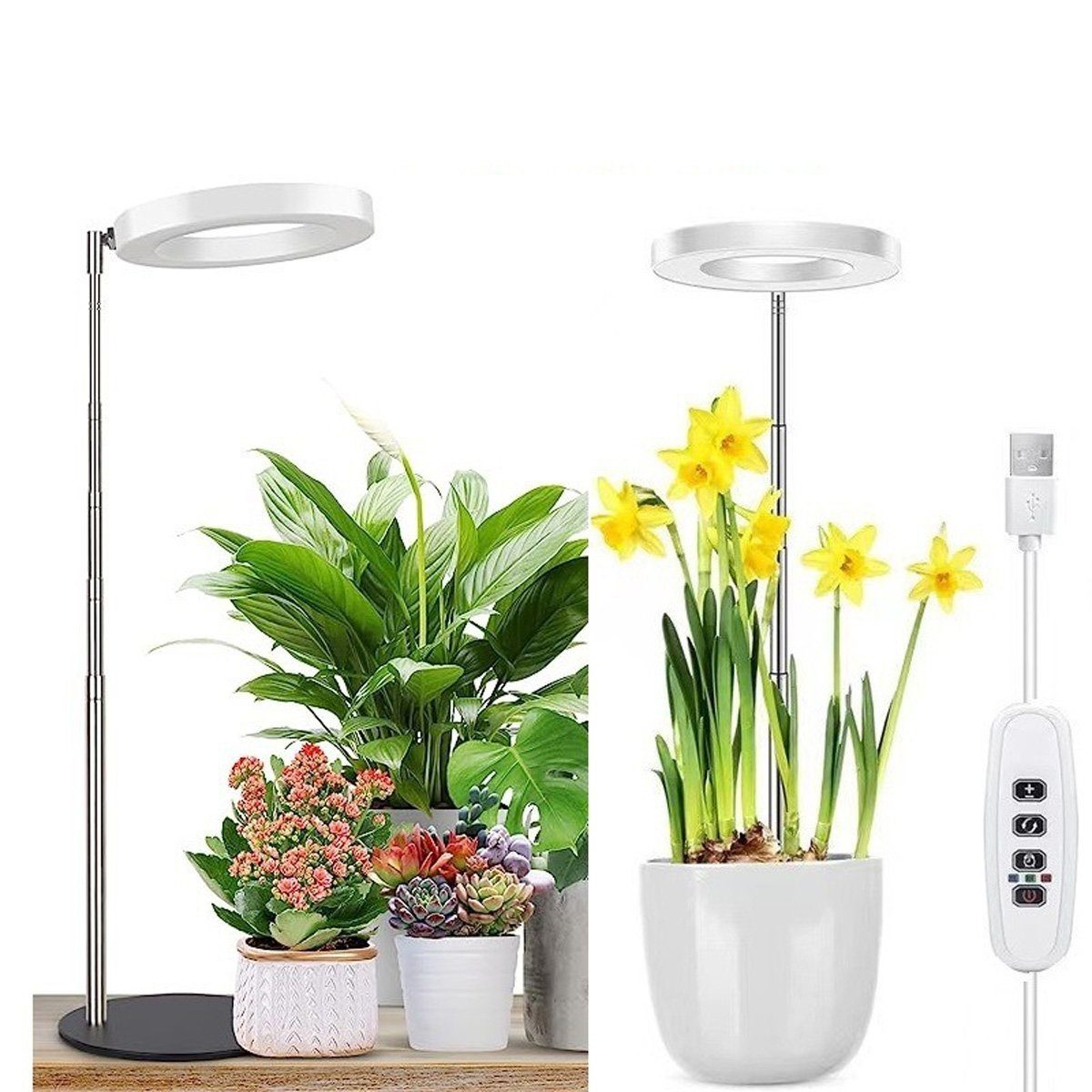 Hikeren Pflanzenlampe 5W/15W Pflanzenlicht mit 3 Licht Modus, 9 Helligkeitsstufen, warmweißes Licht