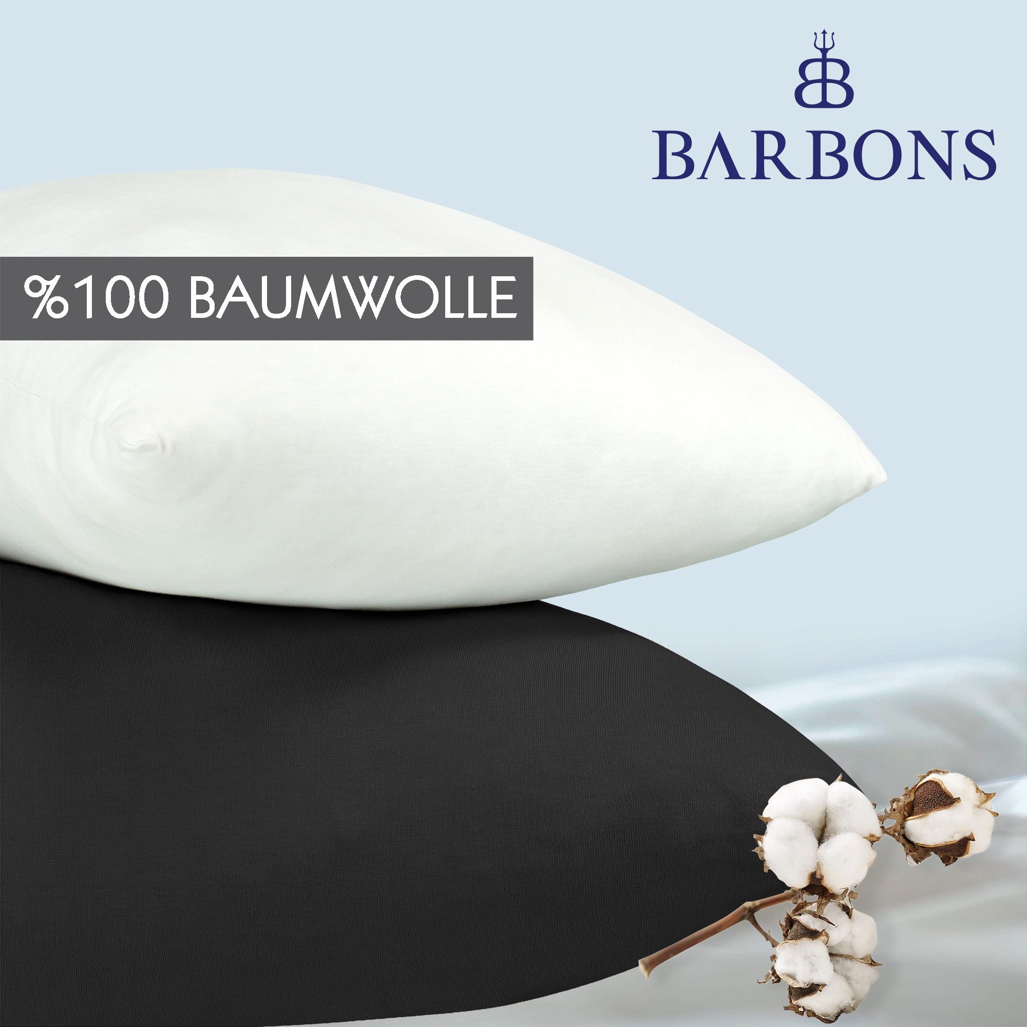 BARBONS Kissenbezug 100% Baumwolle Kissenbezug, weiche Kopfkissenbezug, Kissenhülle, (2 Stück), 165 g/m², Jersey