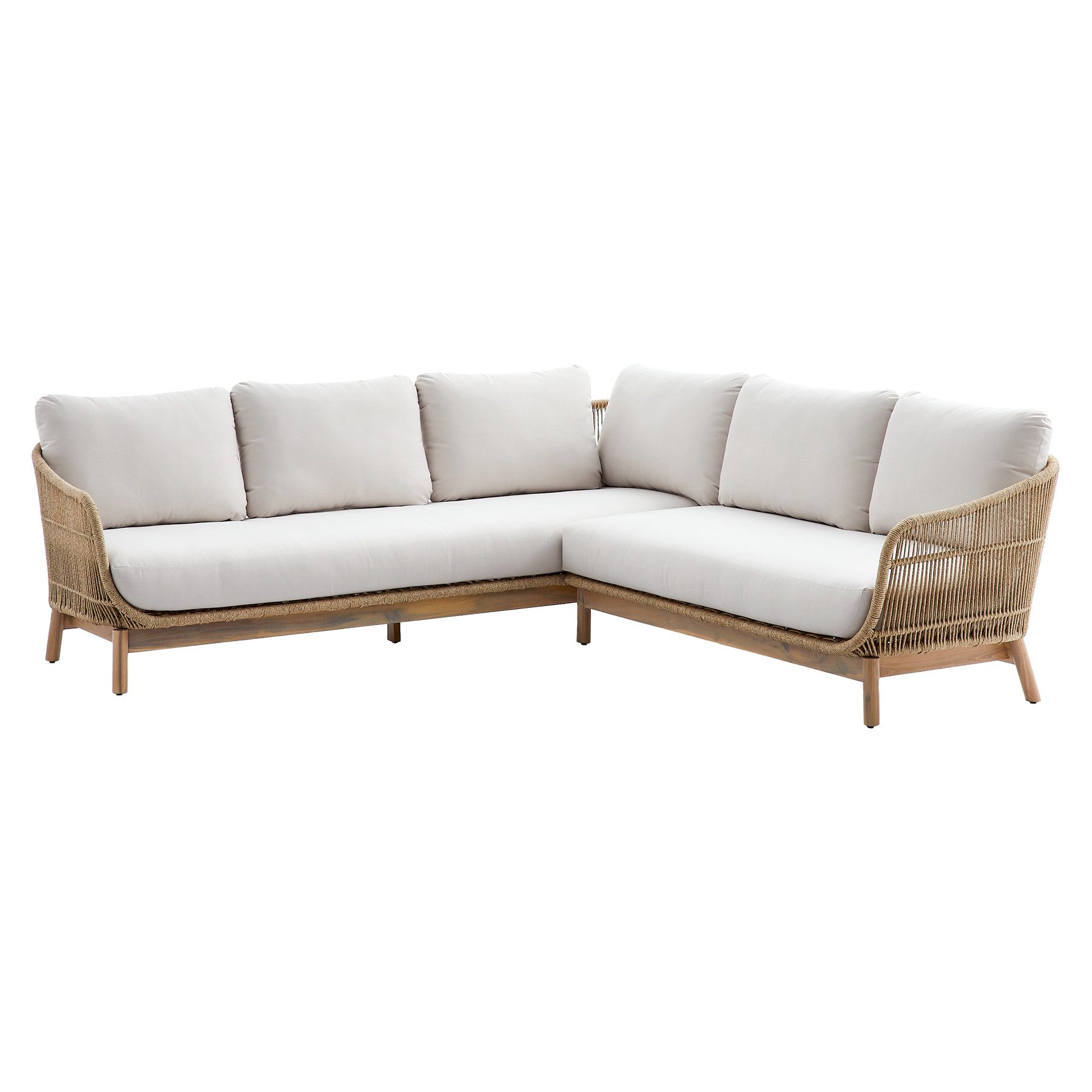 riess-ambiente Sitzgruppe BALI ROPE 235cm beige/ natur · Gartensofa aus Akazienholz inkl. Kissen, (Einzelartikel, 1-tlg), Rope-Design · wetterfest · Terrassengruppe · Balkonsofa · Ecklounge