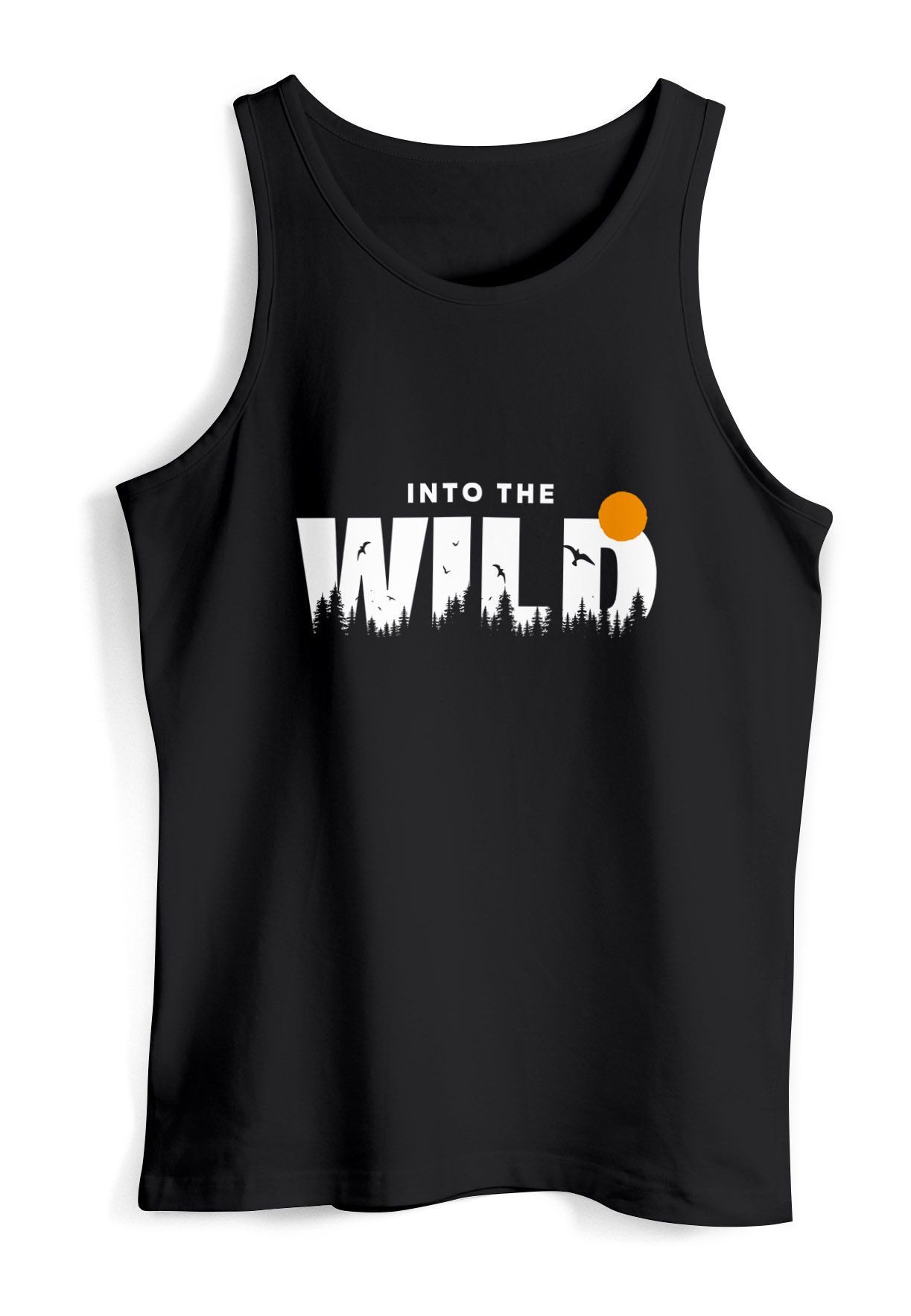 Neverless Tanktop Herren Tank-Top Brustprint Bedruckt Into the Wild Schriftzug Outdoor mit Print – Bild 2 von 5