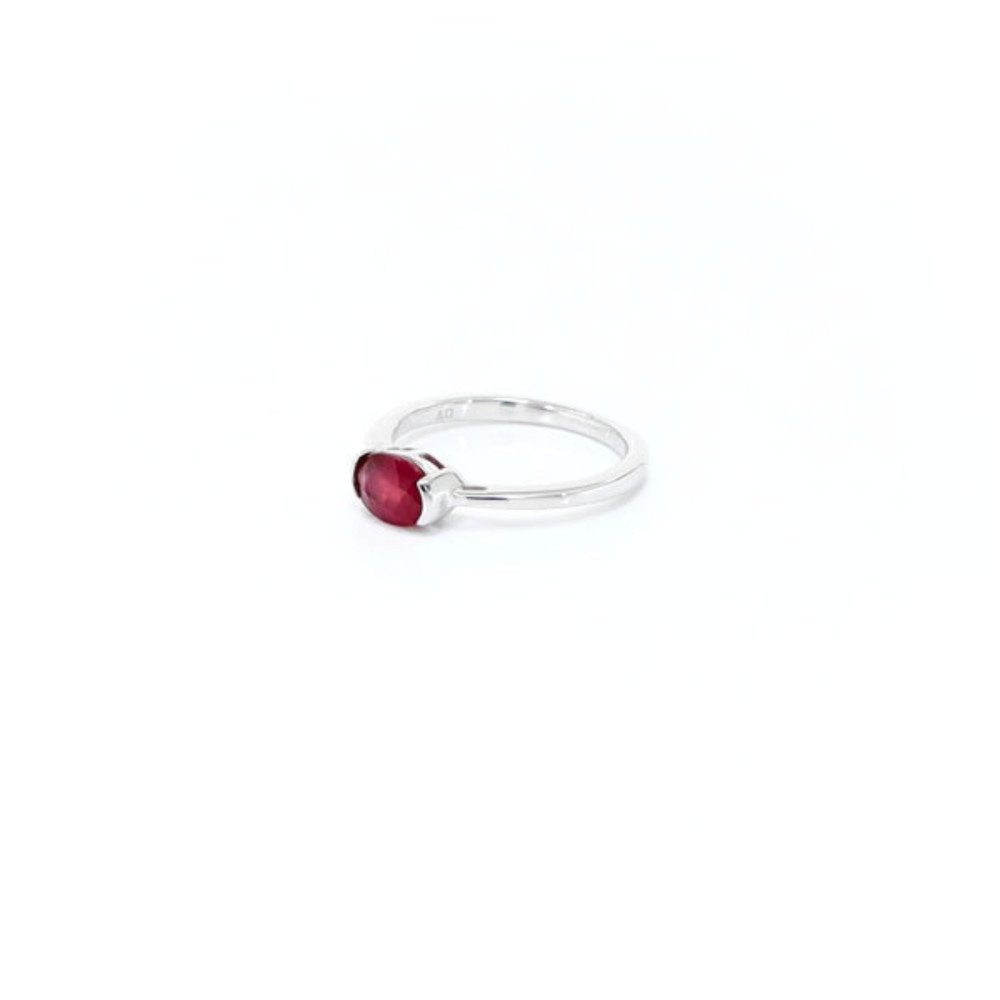 Cavill Solitärring Rubinring 0,99 ct oval aus 925 Sterling Silber platinbeschichtet (1-tlg)