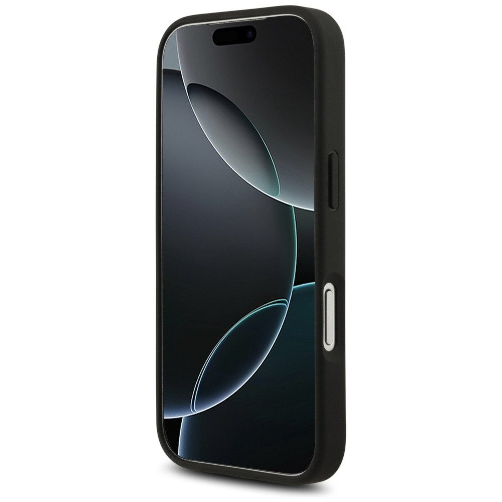 Lacoste Handyhülle Bliss MagSafe Hülle iPhone 17 Pro Kunstleder Schwarz Logo Metall 6,3 Zoll, Kantenschutz – Bild 5 von 5
