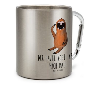 Mr. & Mrs. Panda Tasse Faultier Vogel - Transparent - Geschenk, müde, Karabiner, angespannt, Edelstahl, Stilvolle Motive