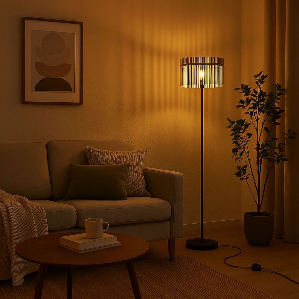 GLOBO LIGHTING LED Stehlampe, Leuchtmittel inklusive, Warmweiß, LED Stehleuchte Wohnzimmer Stehlampe Retro Design Rauchglas Höhe 152cm