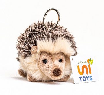 Uni-Toys Kuscheltier Igel mit Schlüsselanhänger - 13 cm (Länge) - Plüsch-Igel - Plüschtier, zu 100 % recyceltes Füllmaterial
