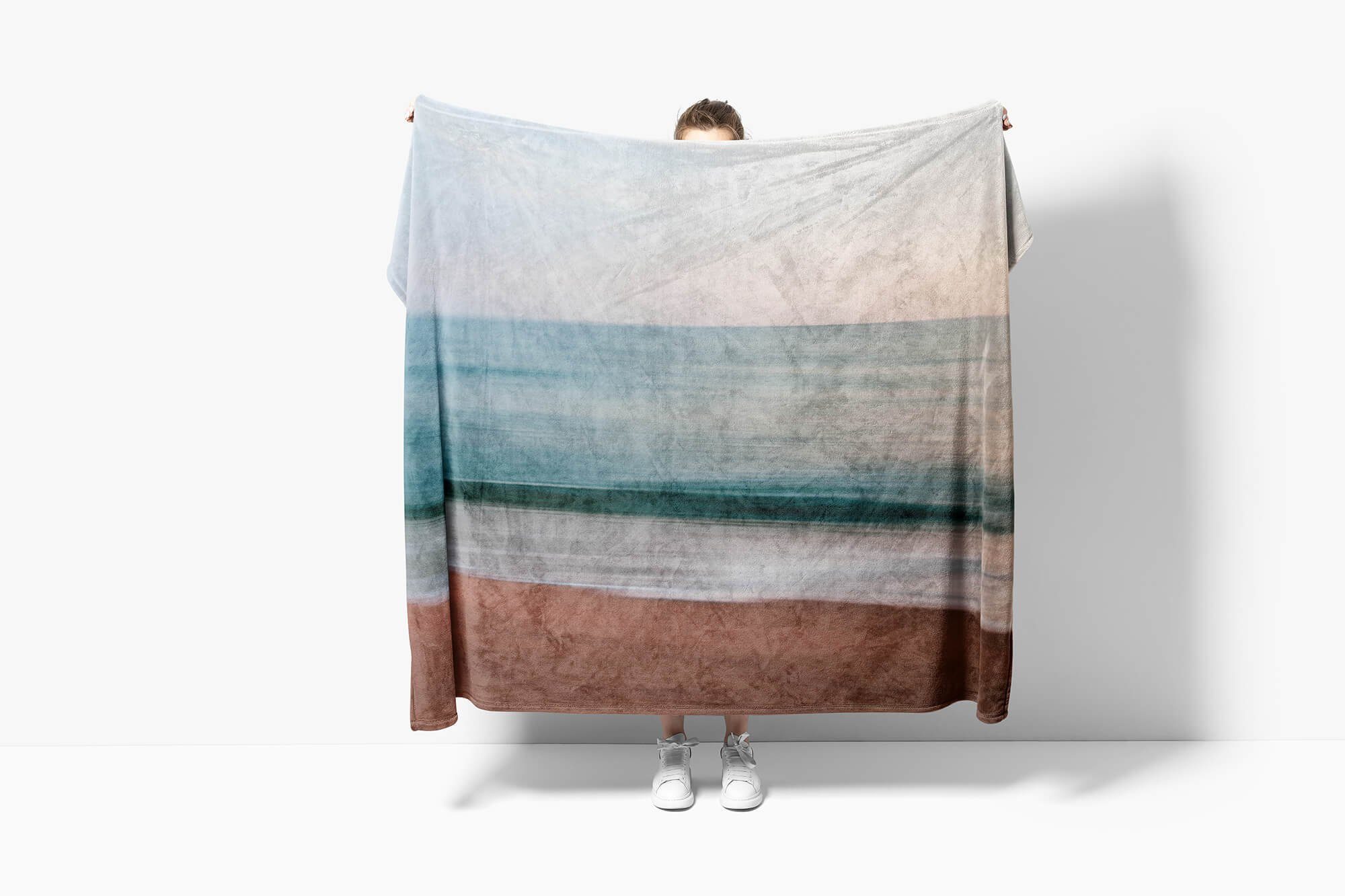 (1-St), Kunstvoll, Handtuch Kuscheldecke Strandhandtuch Fotomotiv Saunatuch Handtücher Sinus Art Horizont Baumwolle-Polyester-Mix mit Abstrakt Handtuch