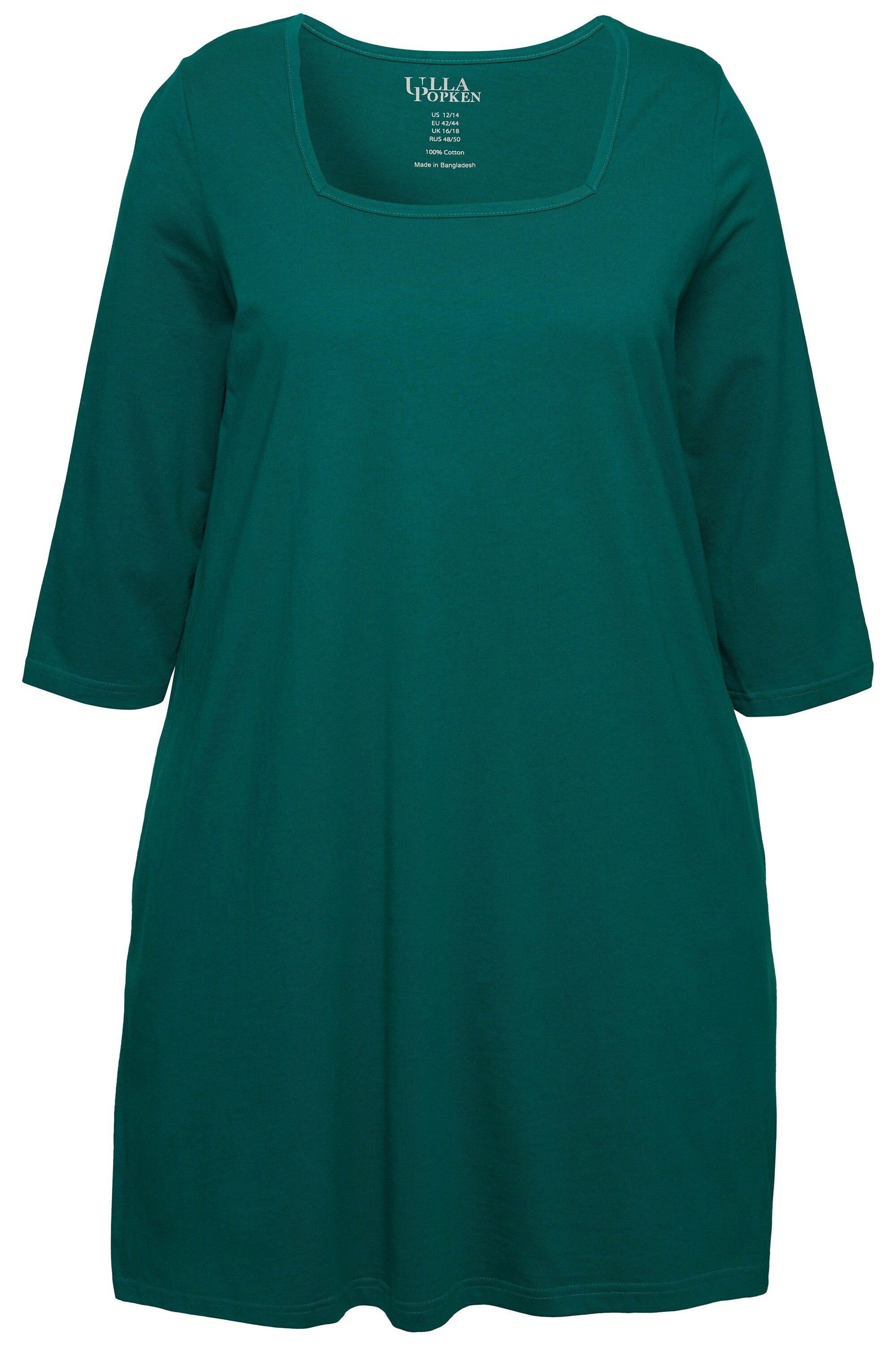 Ulla Popken Longshirt Longshirt A-Linie Carré-Ausschnitt günstig online kaufen