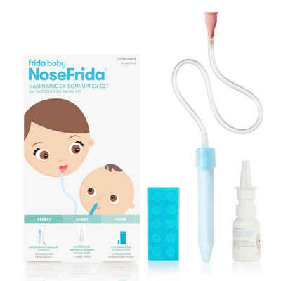 Frida Nasensauger - Schnupfen-Set für Babys und Kleinkinder, 3-tlg., NoseFrida Nasensauger, Meersalz-Nasenspray + 10 Einweg-Hygienefilter