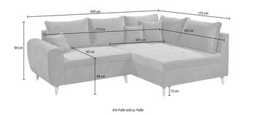 ED EXCITING DESIGN Ecksofa Calanda L-Form, mit Hocker, frei im Raum stellbar, Rücken- und Zierkissen