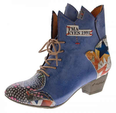 TMA »Stiefelette Leder TMA 7707 Schuhe Muster variieren« Stiefelette Used- bzw. Vintage-Look, Schnürsenkel nur zur Zierde